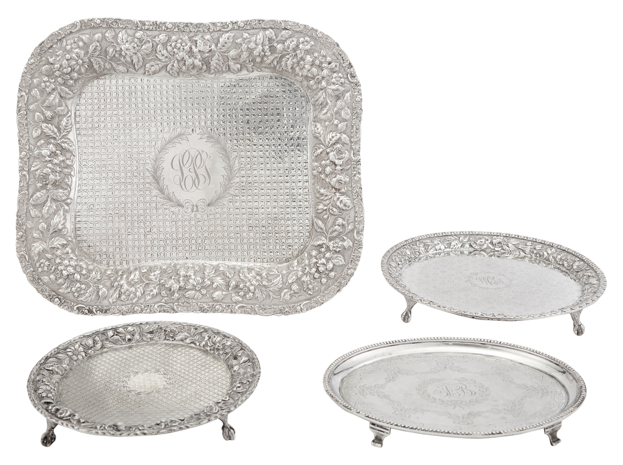 Lot image - Group of American Sterling Silver Salvers and Waiters