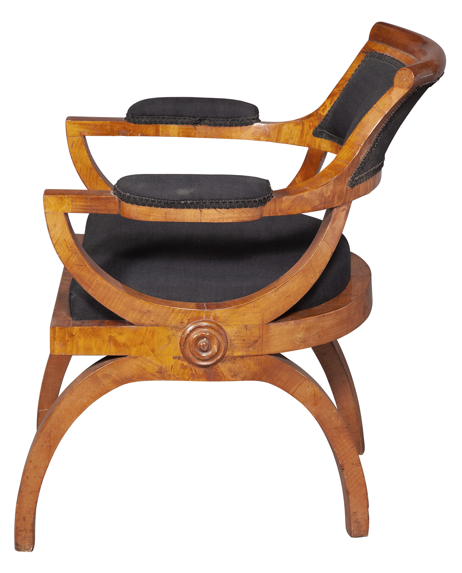 Lot image - Biedermeier Birch Curule-Form Armchair