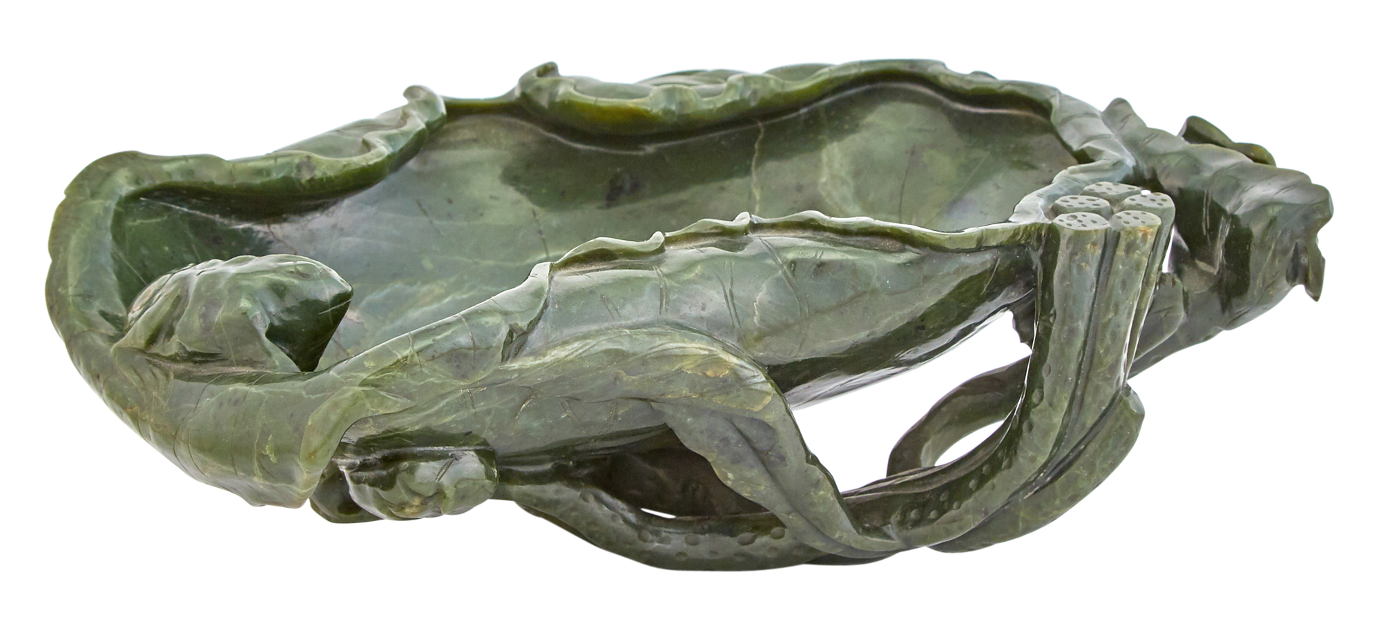 Lot image - A Chinese Spinach Jade Brush Washer