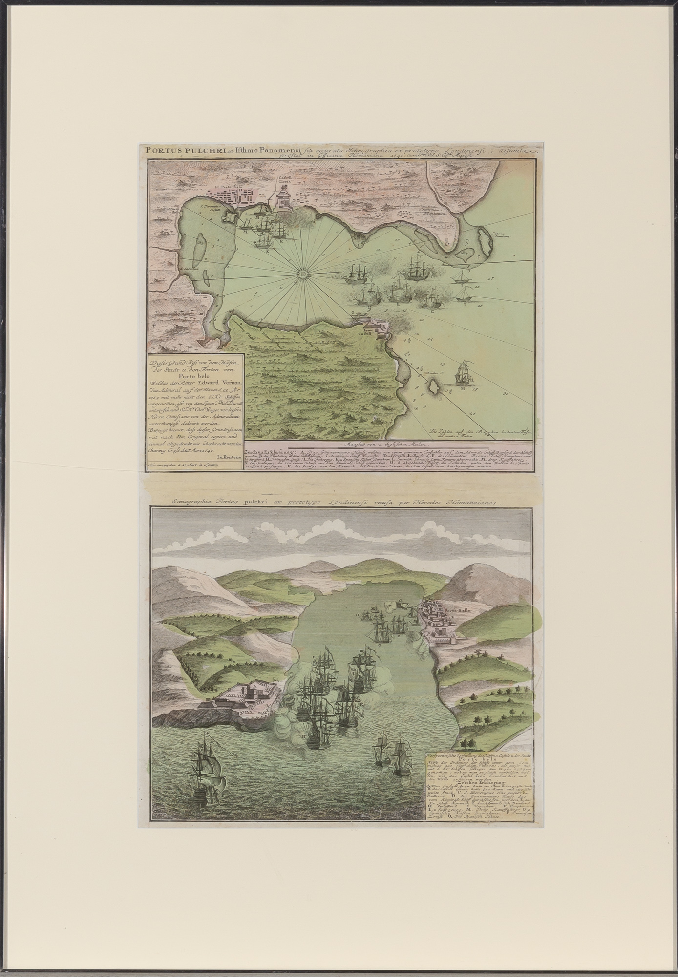 Lot image - [MAPS/VIEWS-WEST INDIES]  HOMANN HEIRS. Neu und Verbesserter Plan der St. u. Hafens Havana auf der Ins. Cuba [on sheet with:] Neu und verbesserter Plan des Hafens von Carthagena in America....