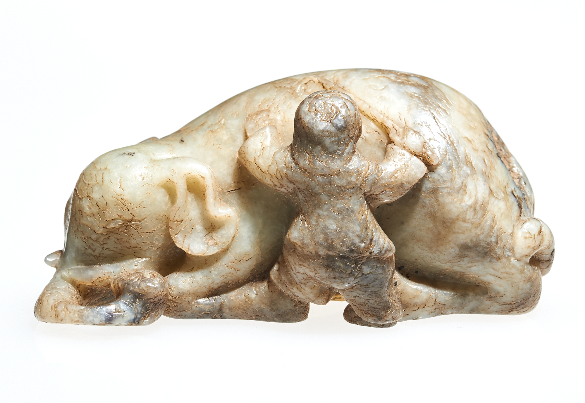 Lot image - A Chinese Mottled Jade Elephant Carving