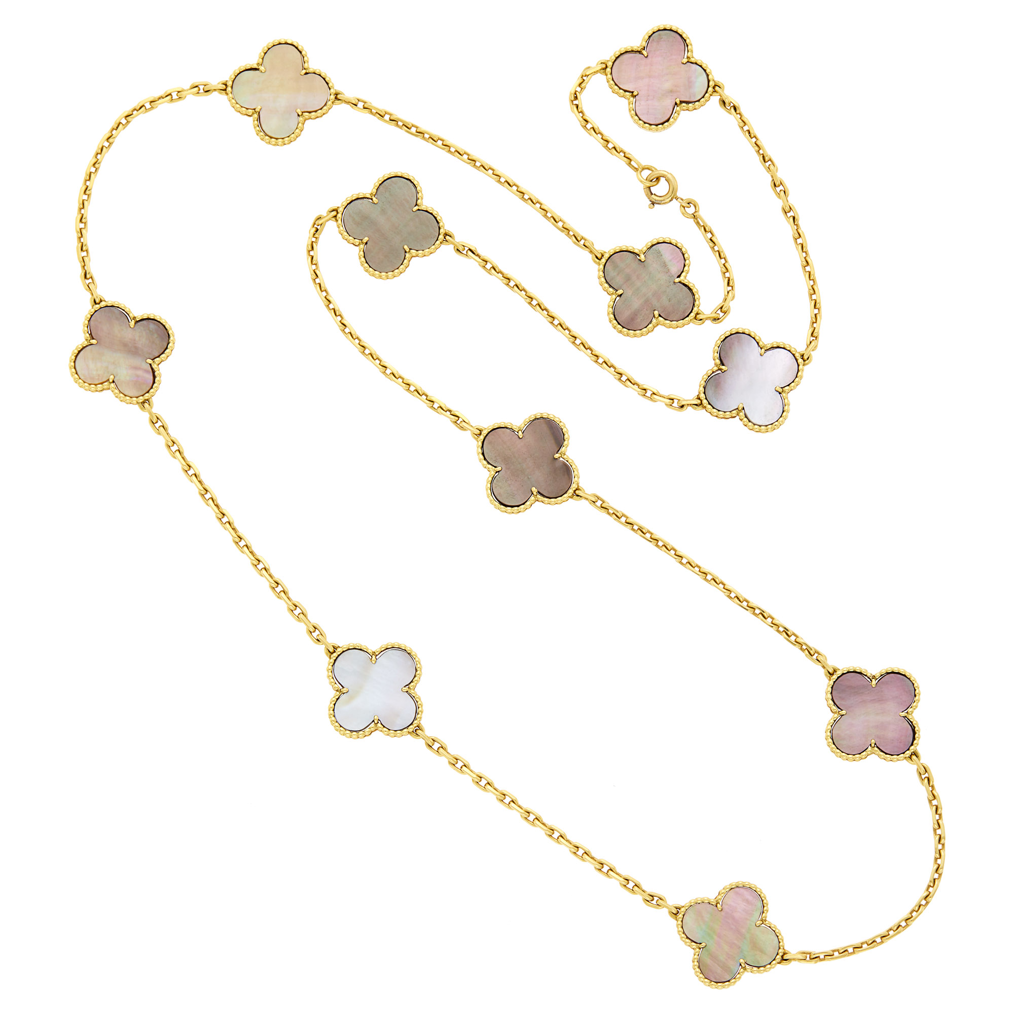 Lot image - Van Cleef & Arpels Long Gold and Mother-of-Pearl Alhambra Necklace, France