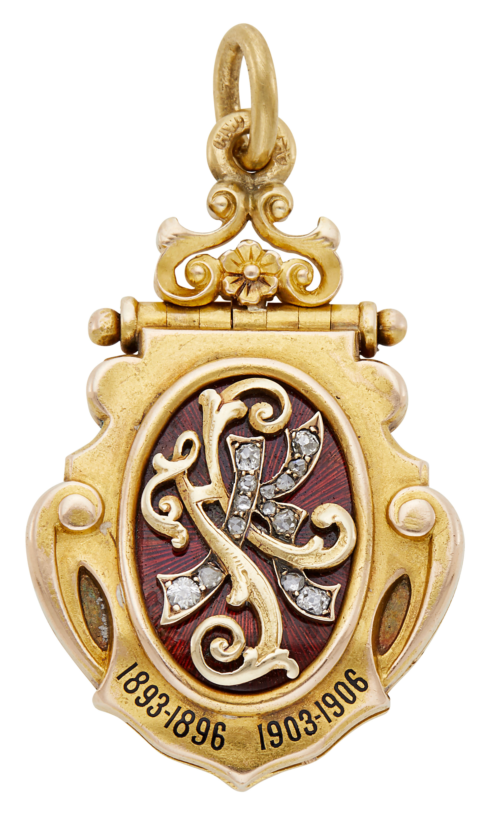 Lot image - Fabergé Jeweled Two-Color Gold and Enamel Presentation Pendant