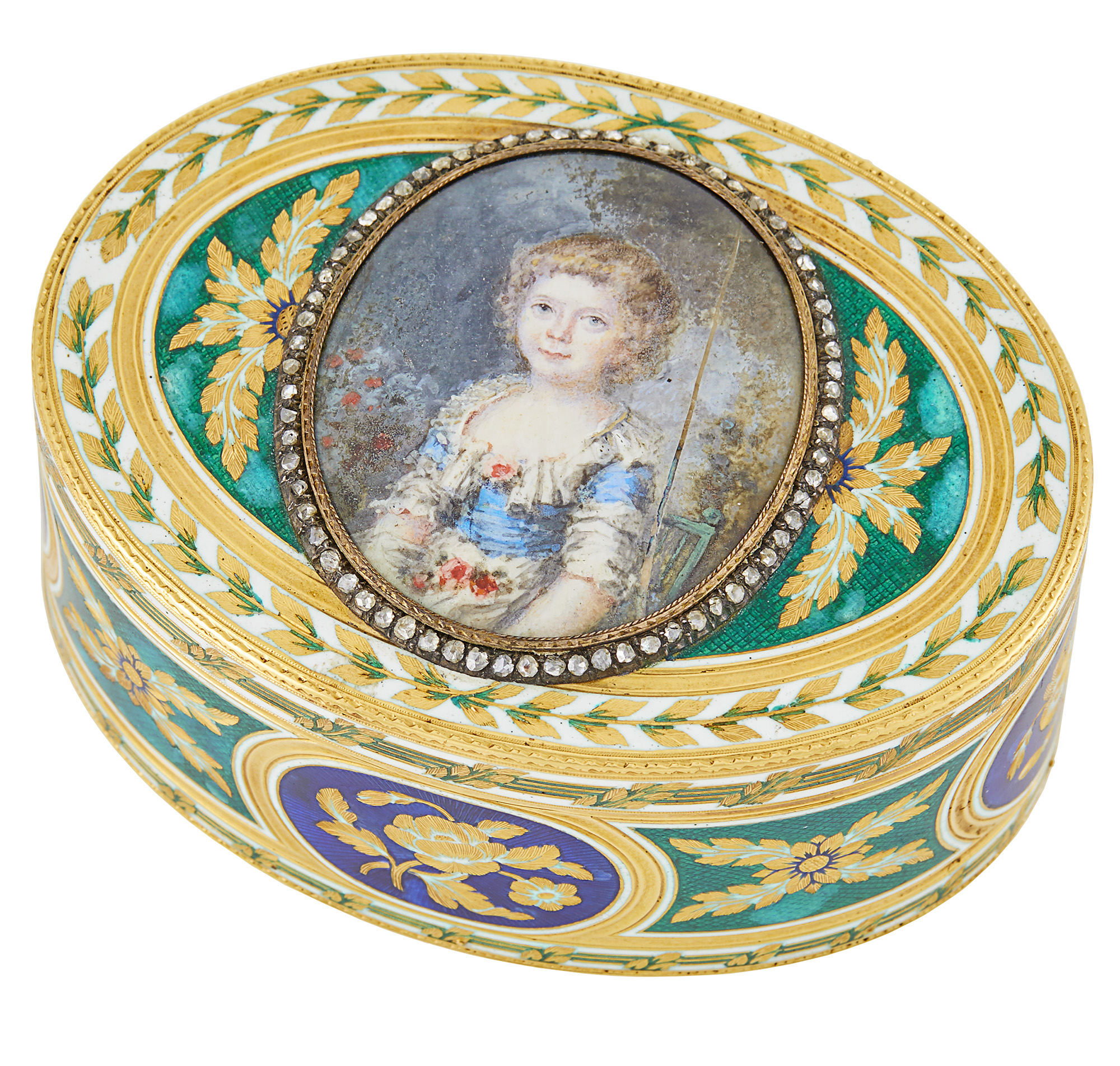 Lot image - Louis XV Gold and Enamel Snuff Box