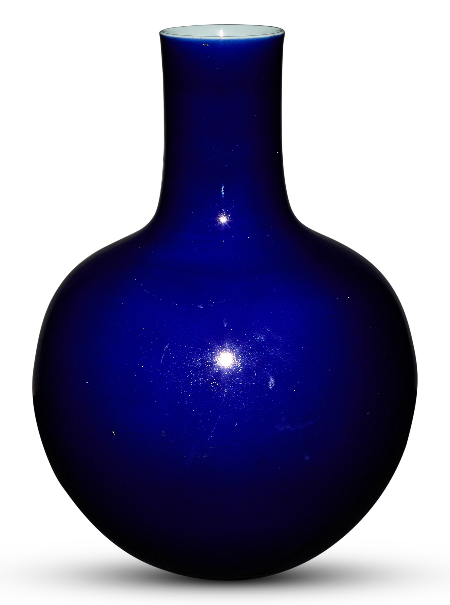 Lot image - A Large Chinese Blue Glazed Vase, Tianqiuping