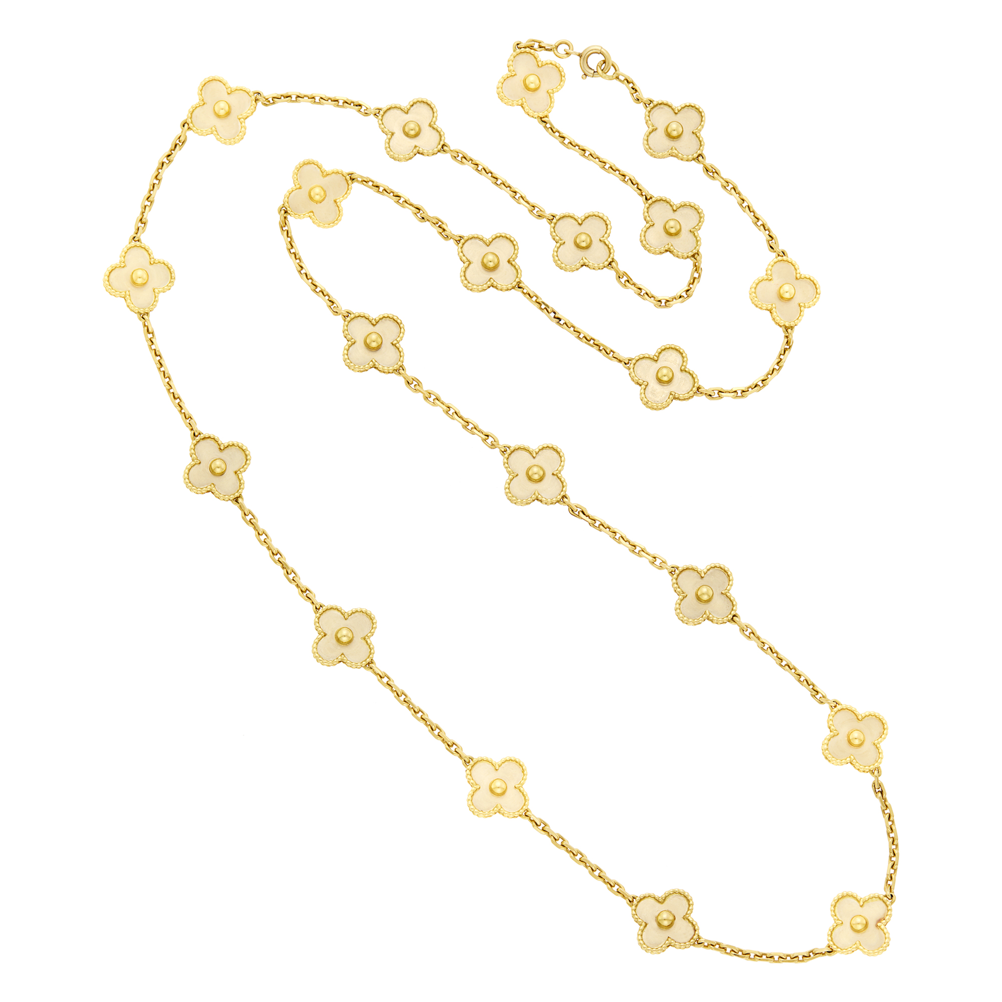 Lot image - Van Cleef & Arpels Long Two-Color Gold Alhambra Necklace, France