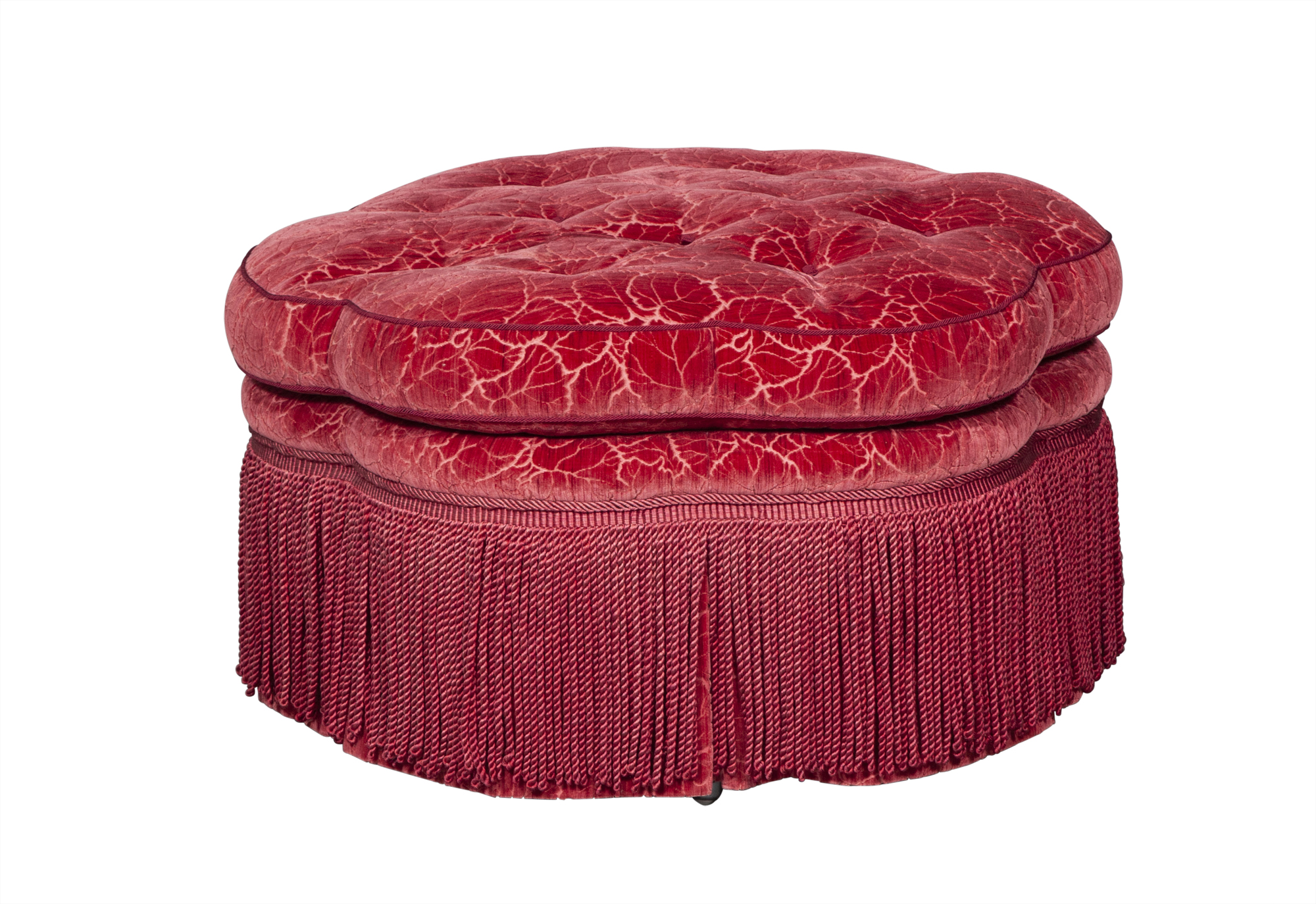 Lot image - Scalloped Cut-Velvet Ottoman