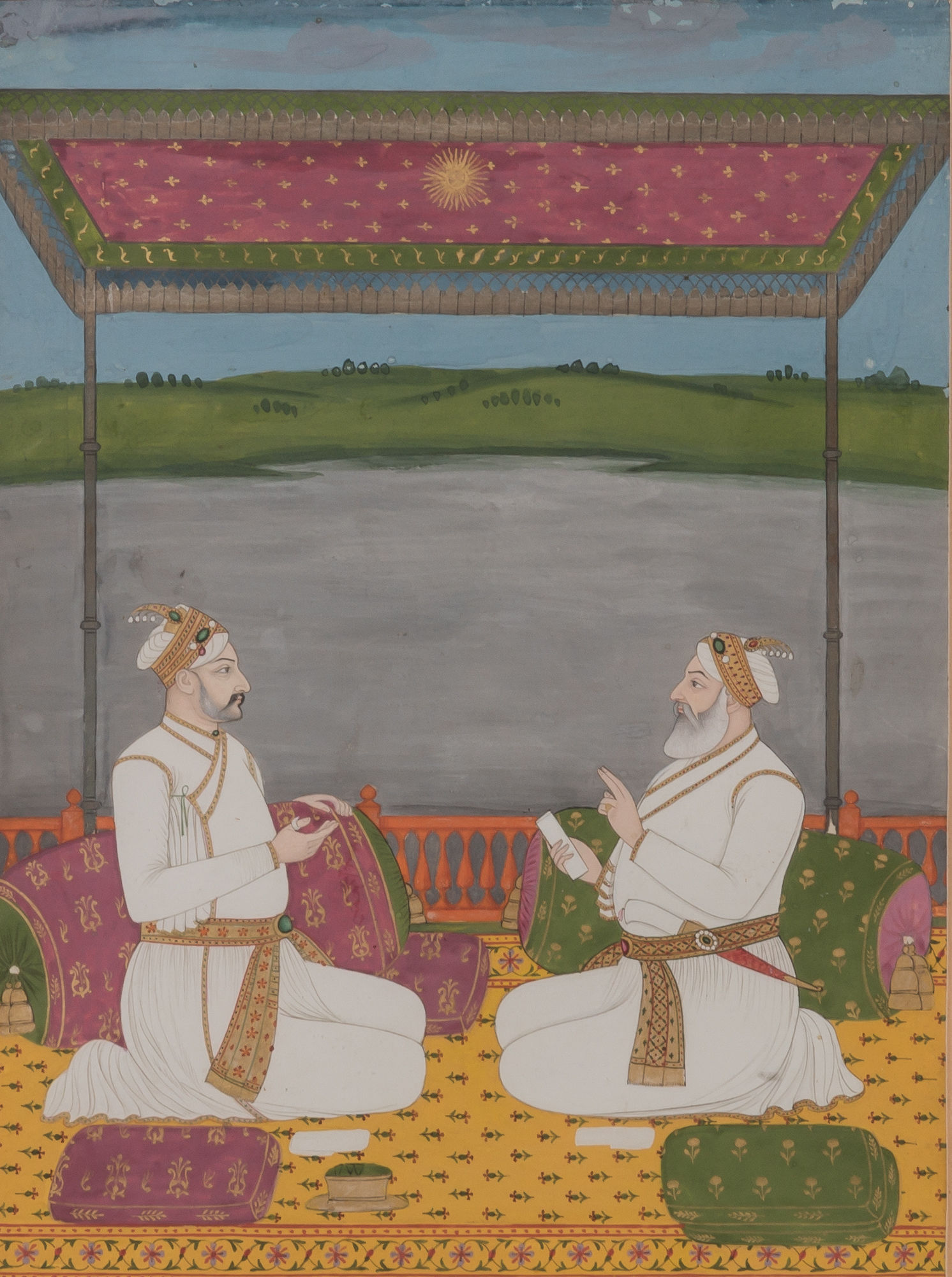 Lot image - Framed Indian Gouache on Paper Miniature Painting