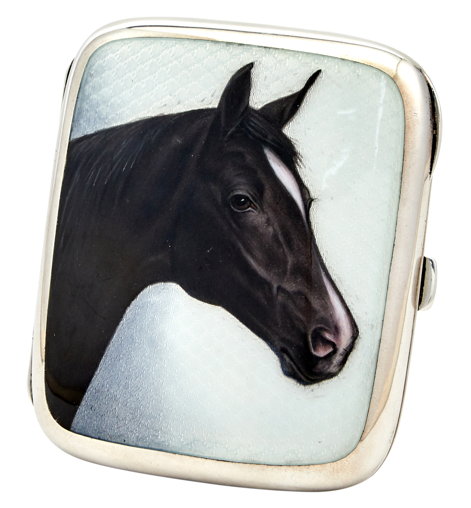 Lot image - Continental Silver and Enamel Novelty Equestrian Cigarette Case