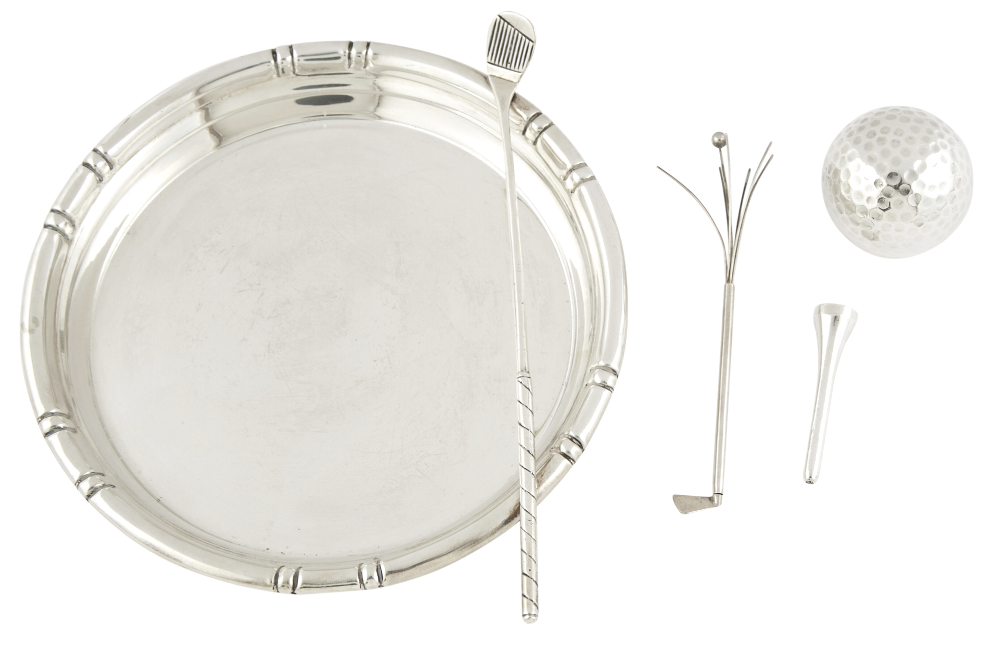 Lot image - Unger Bros. Sterling Silver and Glass Golf Theme Inkwell