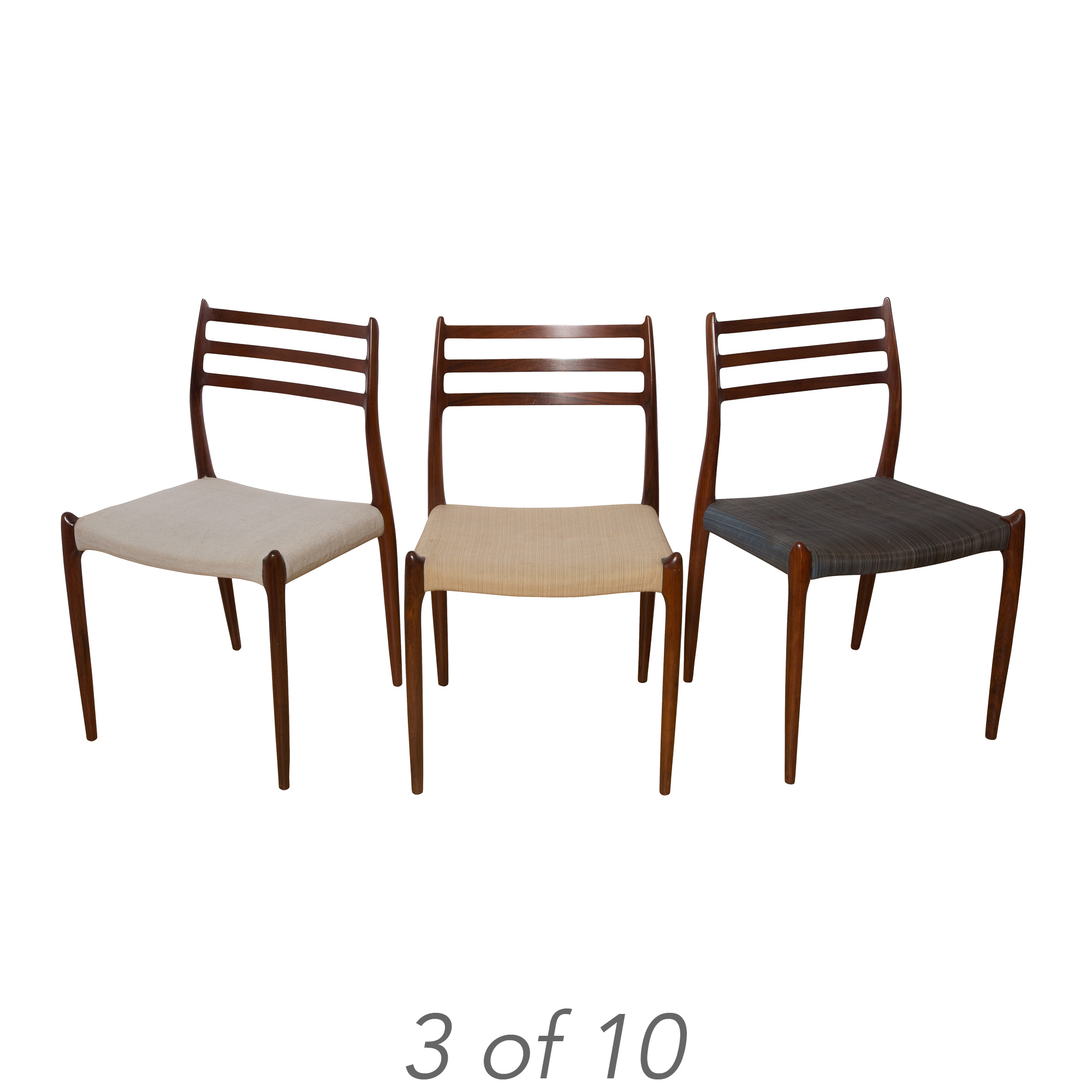 Lot image - Set of Ten Møller Model 78 Rosewood Side Chairs