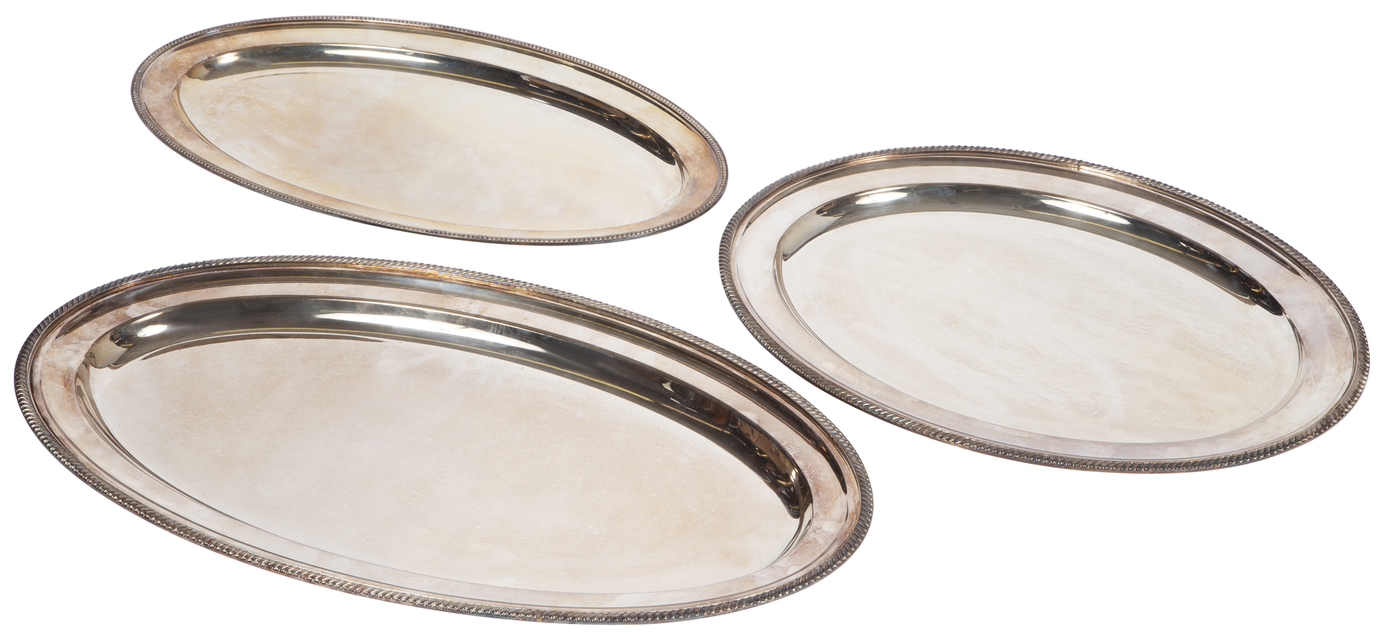 Lot image - Three Georgian Style Silver Plated Platters