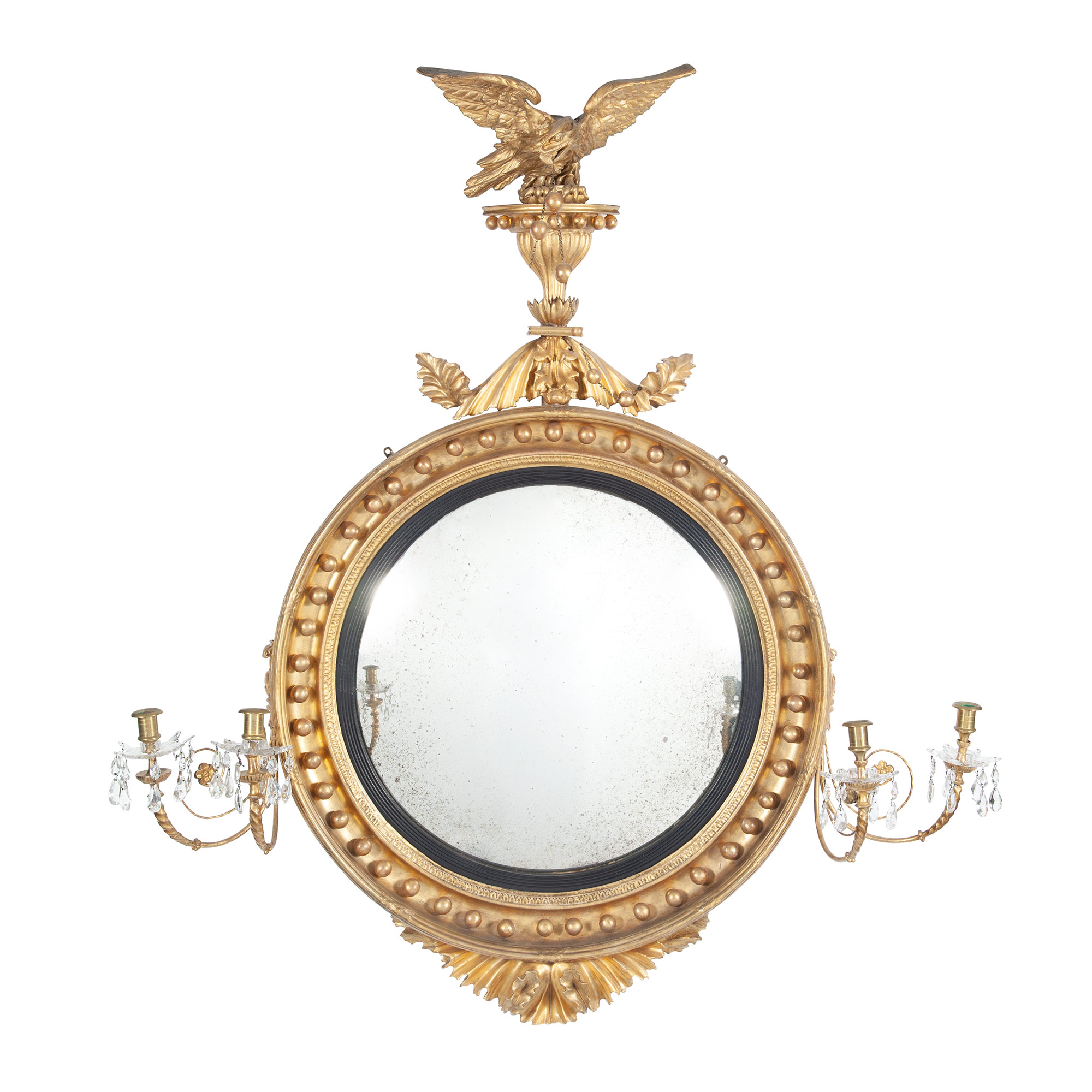 Lot image - William IV Giltwood Convex Four-Light Girandole