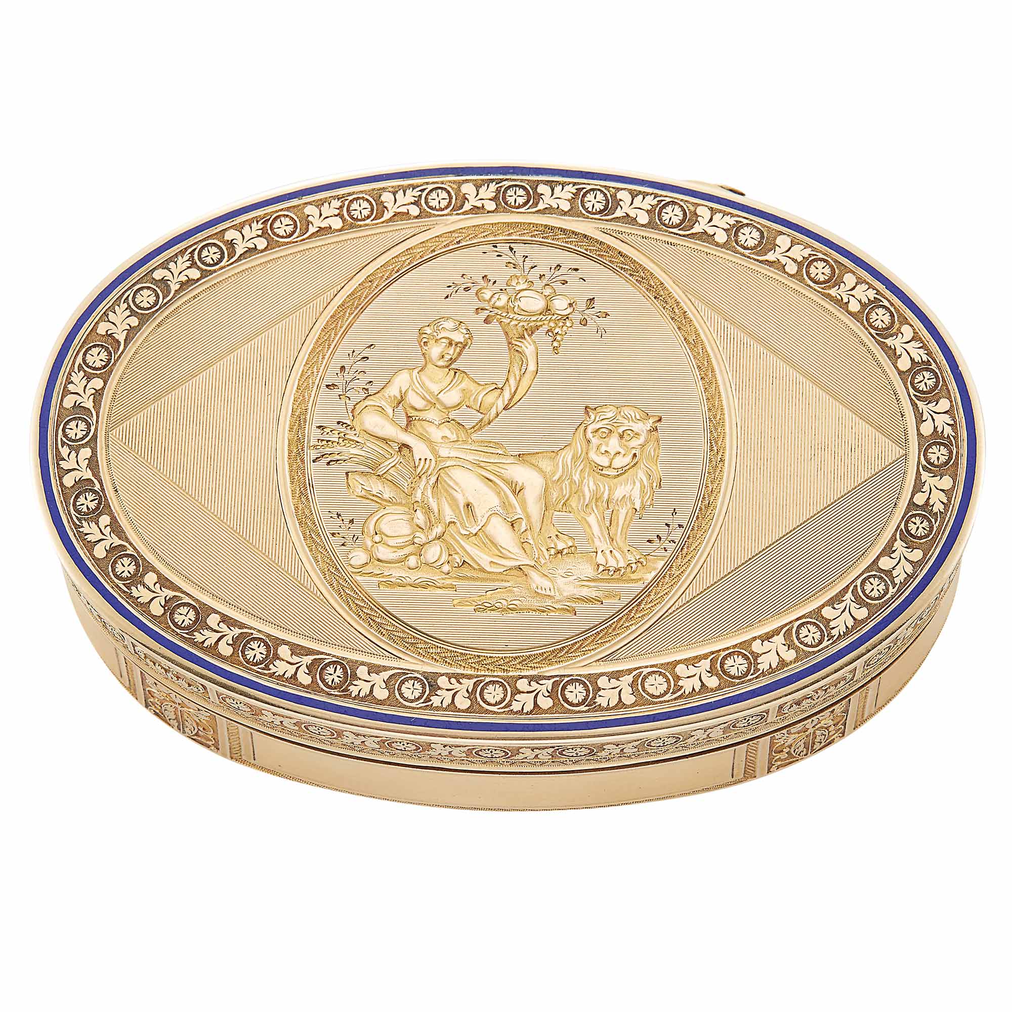 Lot image - Swiss Enameled Gold Snuff Box