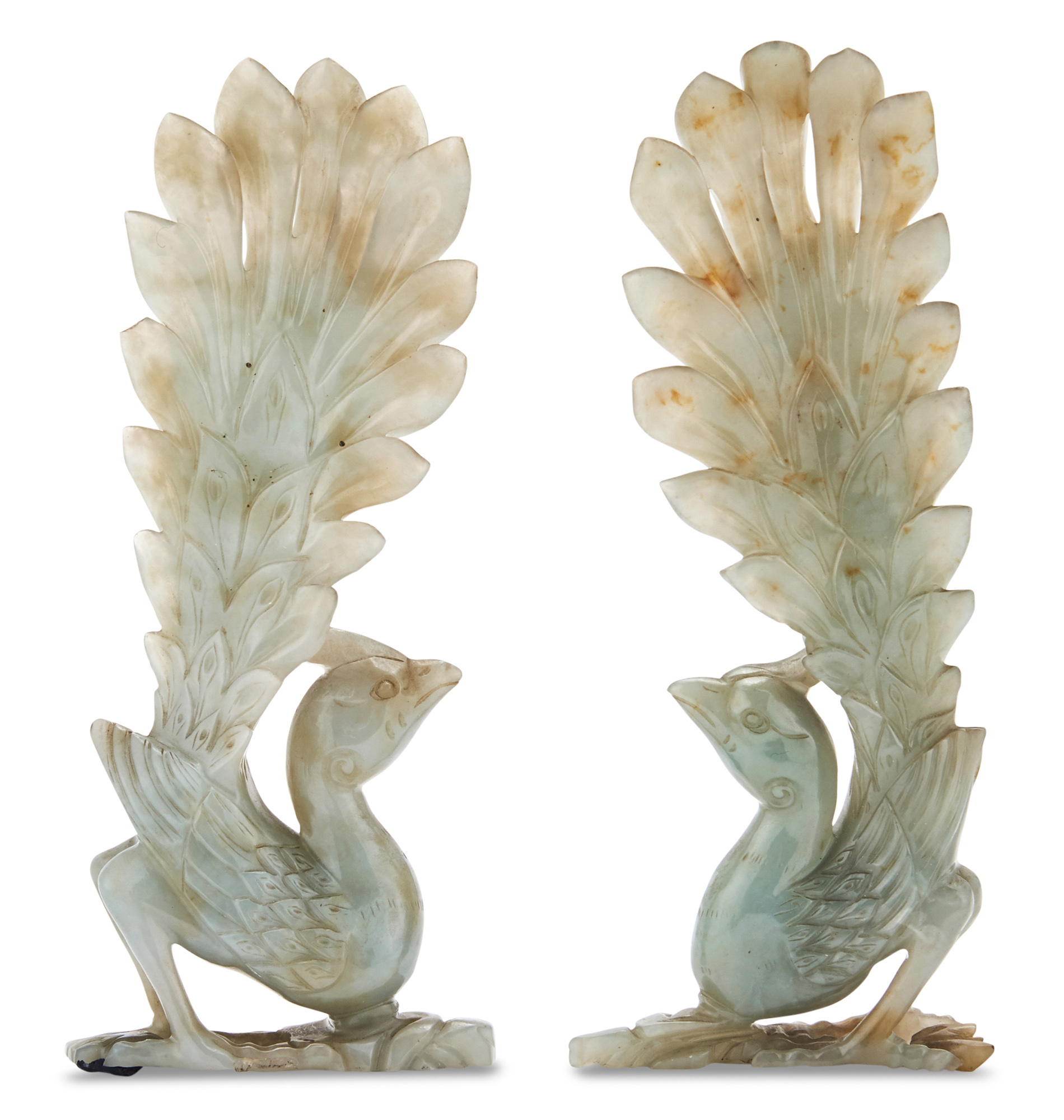 Lot image - A Pair of Chinese Jadeite Peacocks