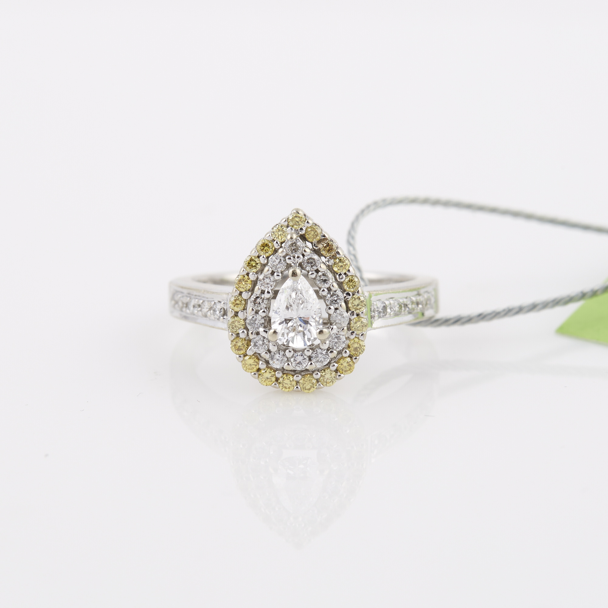 Lot image - Diamond Ring, 25 diamonds, center stone about 0.35 ct., 14K 3 dwt.