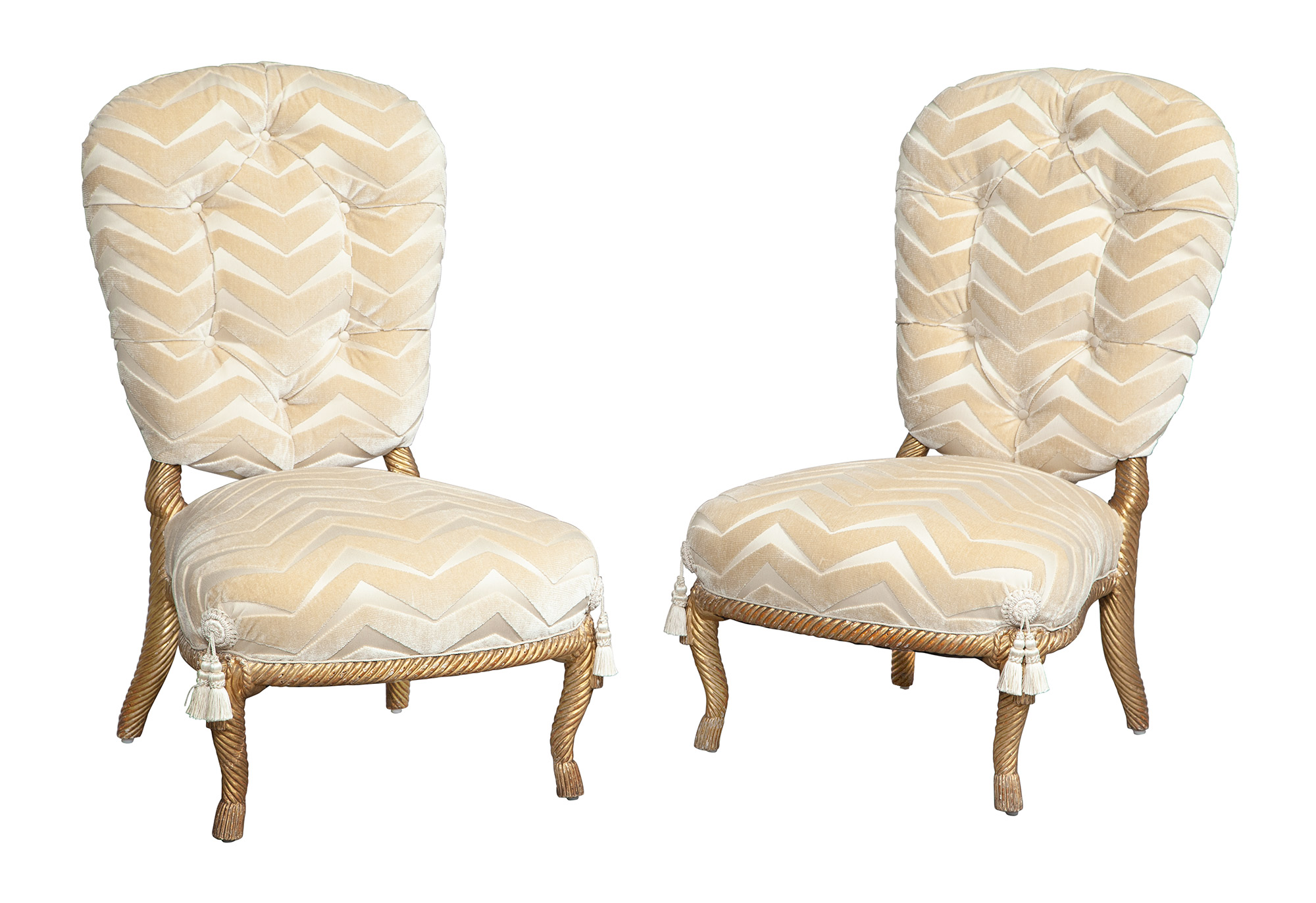 Lot image - Pair of Italian Giltwood Chauffeuses