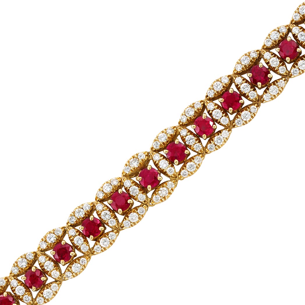 Lot image - Gold, Ruby and Diamond Bracelet, Oscar Heyman Brothers