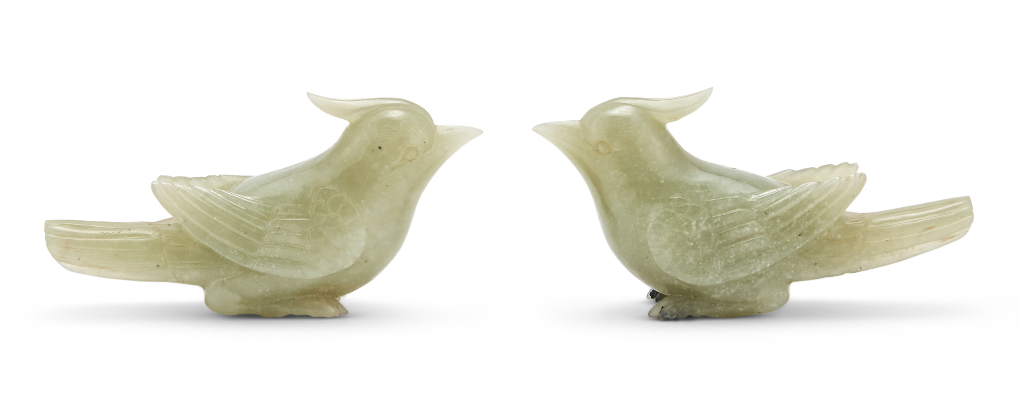 Lot image - A Pair of Carved Chinese Jade Birds