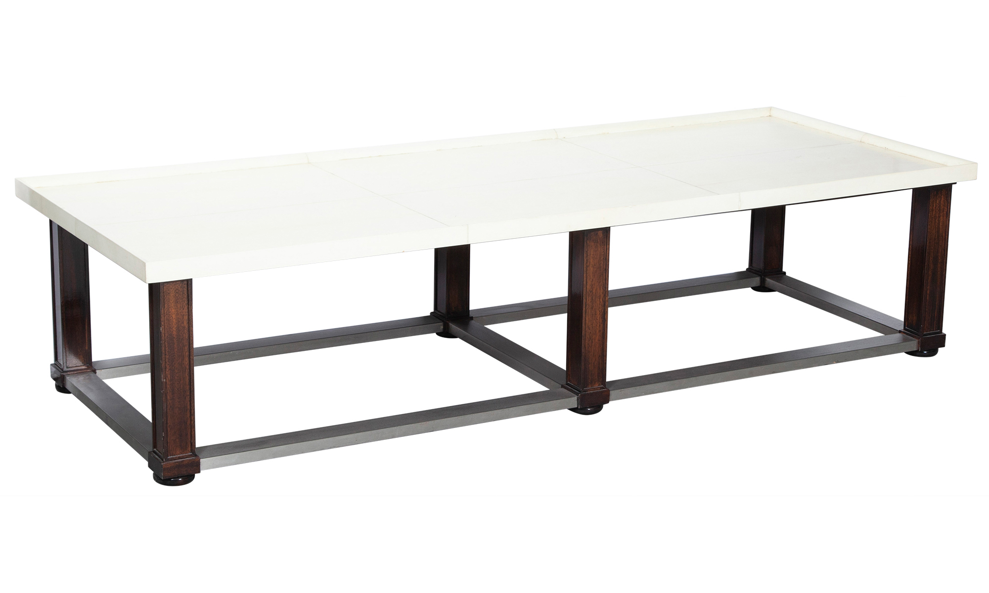 Lot image - Vicente Wolf Custom Parchment, Metal and Wood Low Table