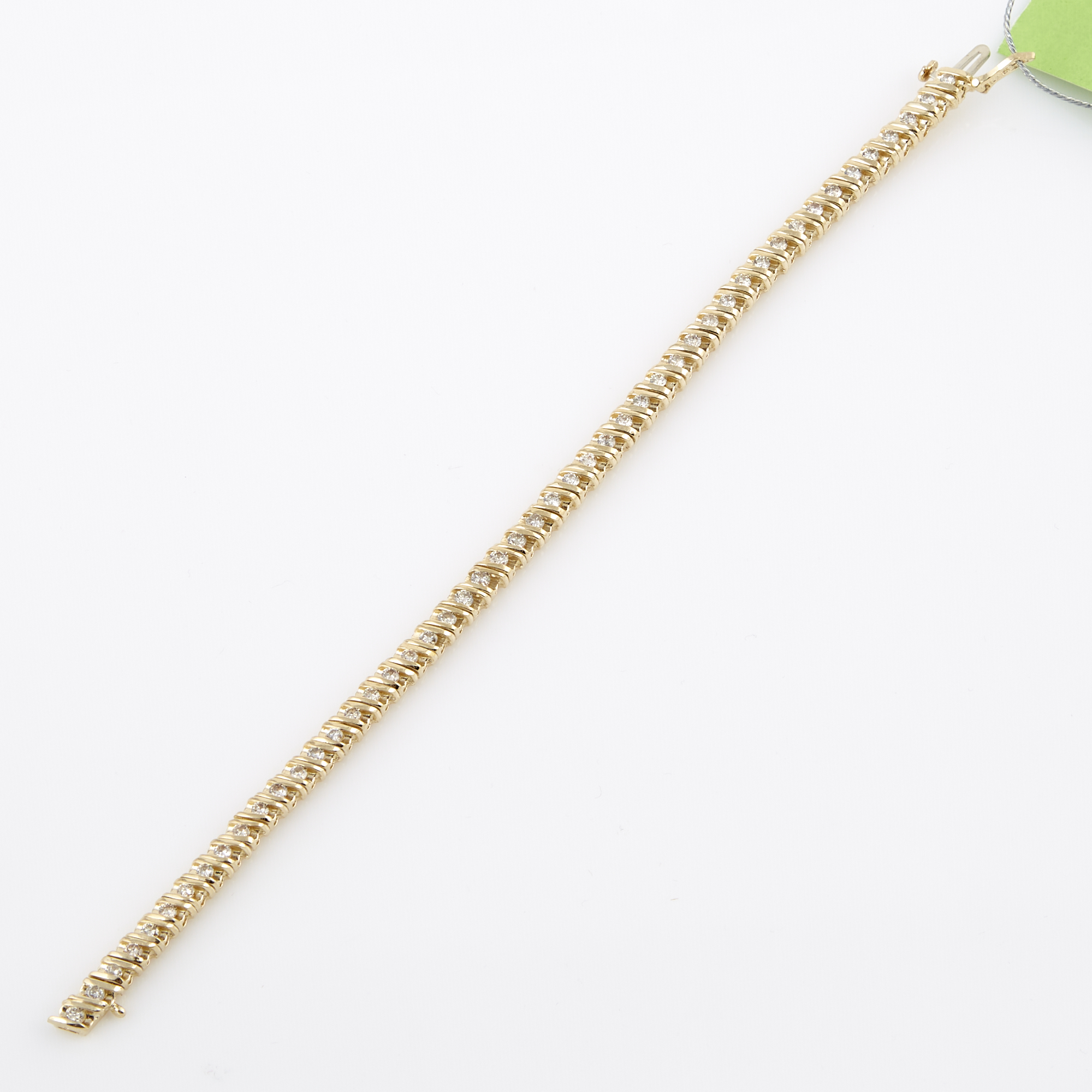 Lot image - Diamond Tennis Bracelet, 49 diamonds about 2.45 cts., 14K 13 dwt.