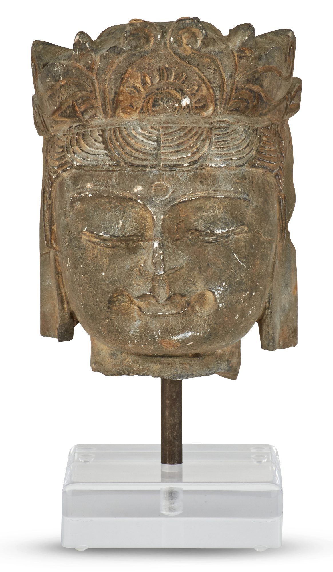 Lot image - Chinese Carved Stone Head of Guanyin