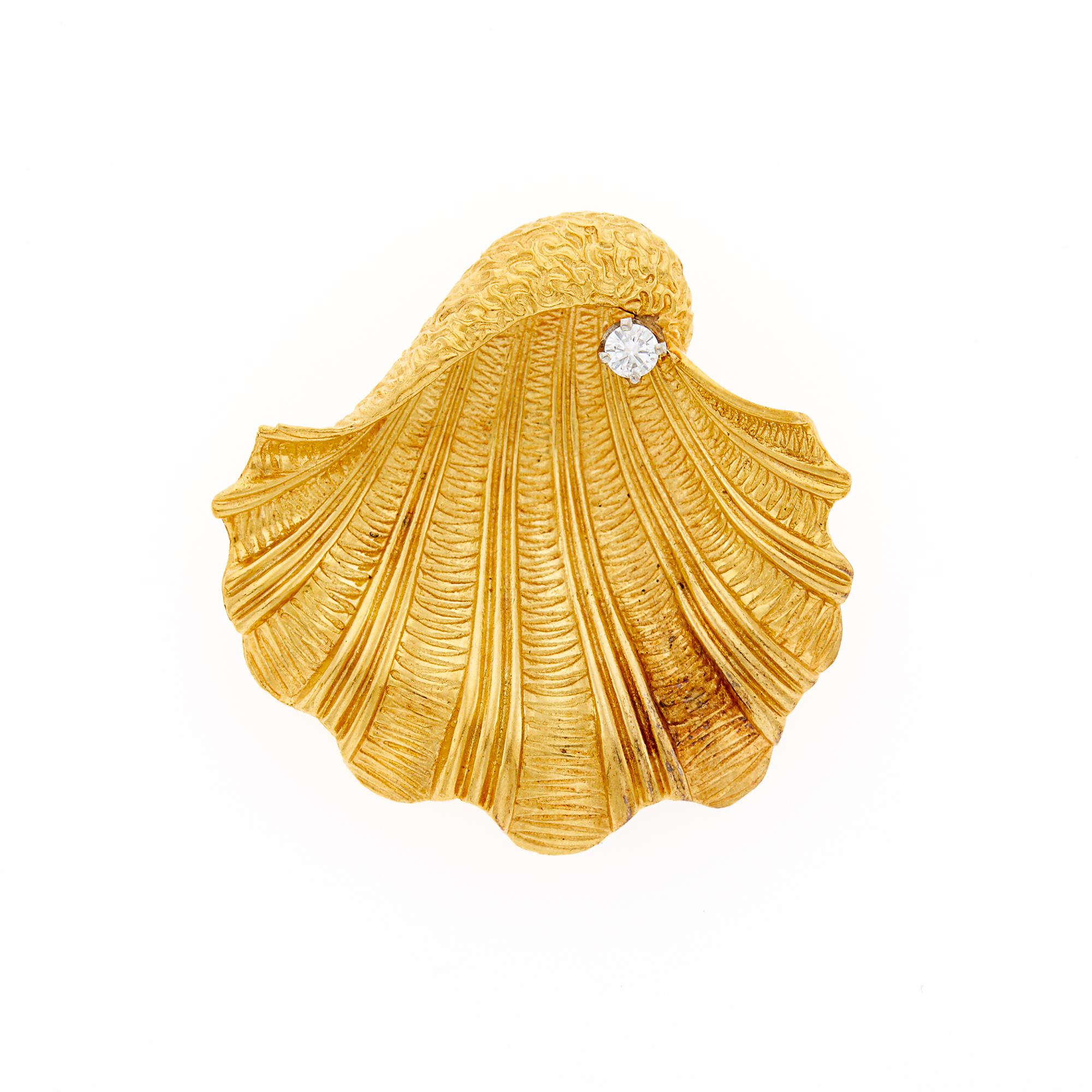 Lot image - Tiffany & Co. Gold and Diamond Shell Brooch