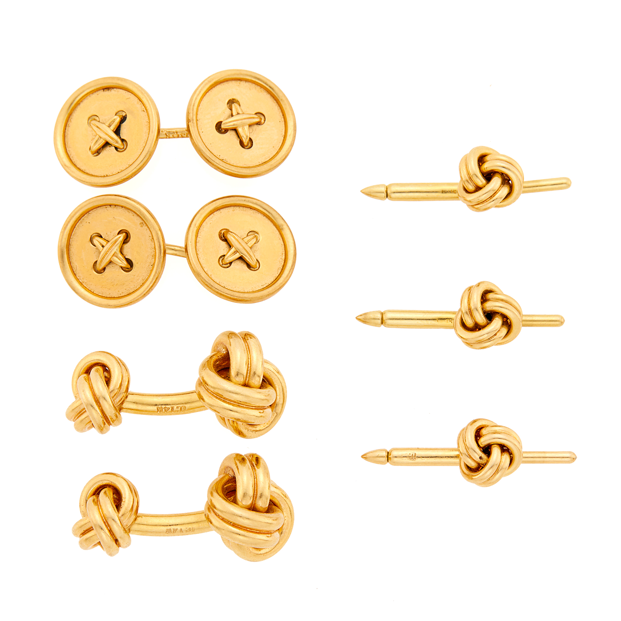 Lot image - Gold Knot Dress Set and Pair of Button Cufflinks