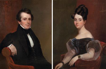Lot image - American School 19th Century Portrait of a Gentleman and Portrait of a Lady: Two