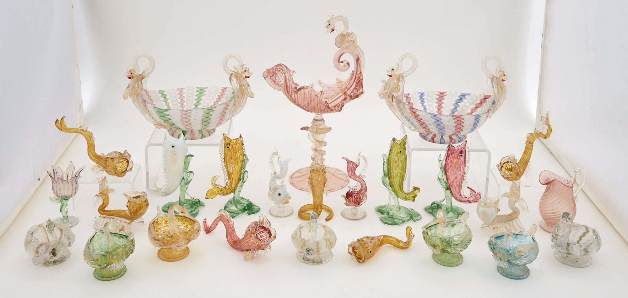 Lot image - Group of Italian Glass Table Articles