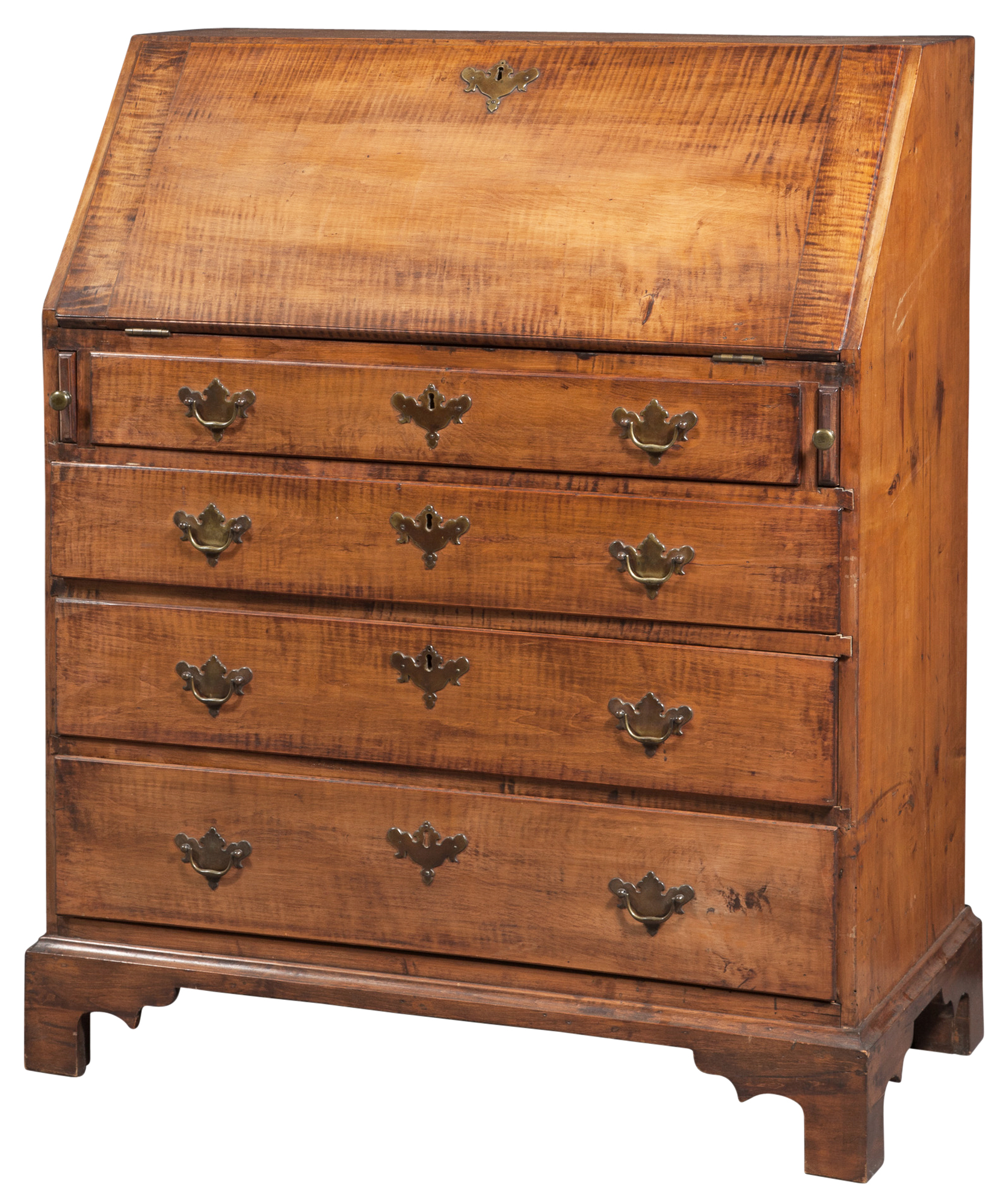 Lot image - Chippendale Figured Maple Slant-Front Desk