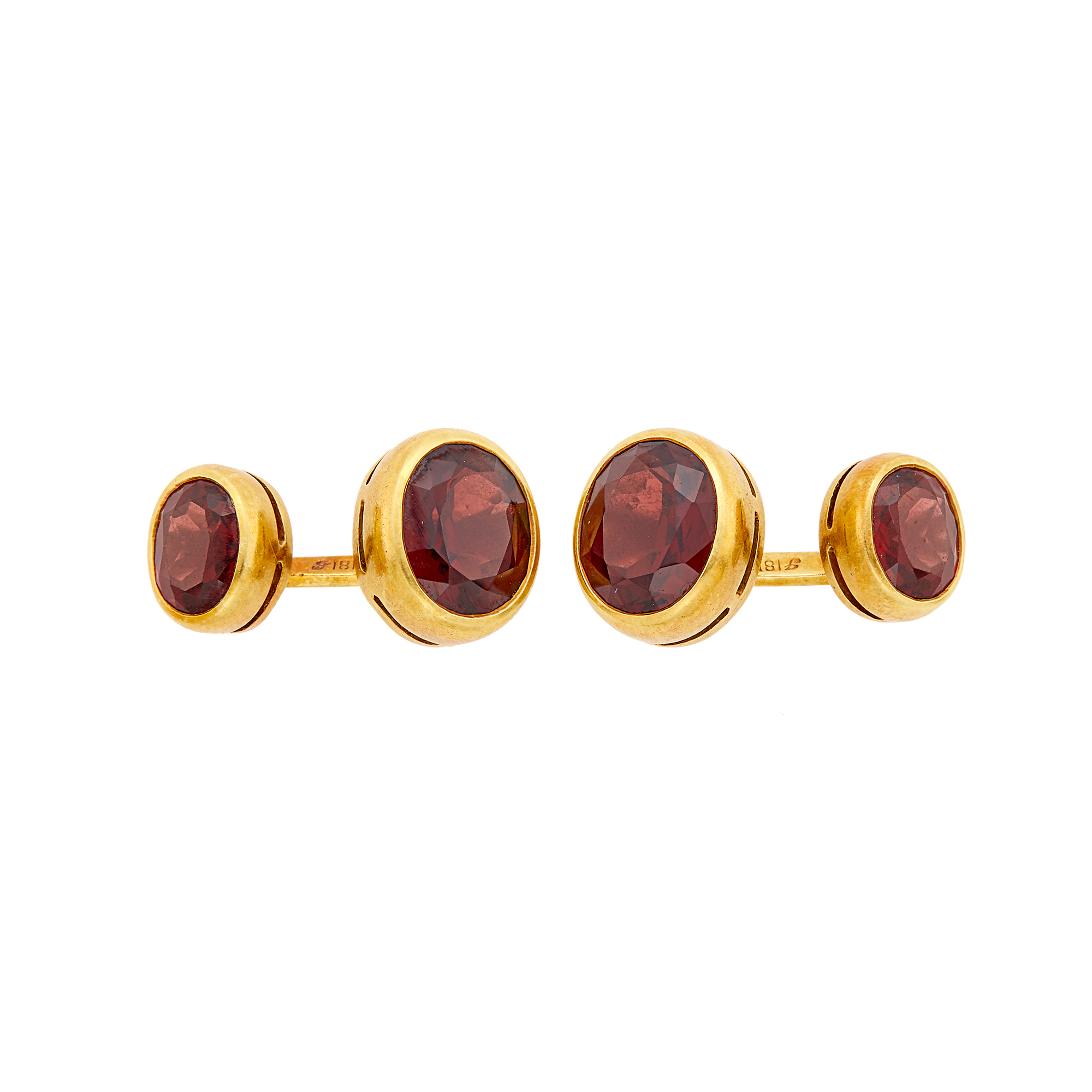 Lot image - Pair of Gold and Garnet Cufflinks