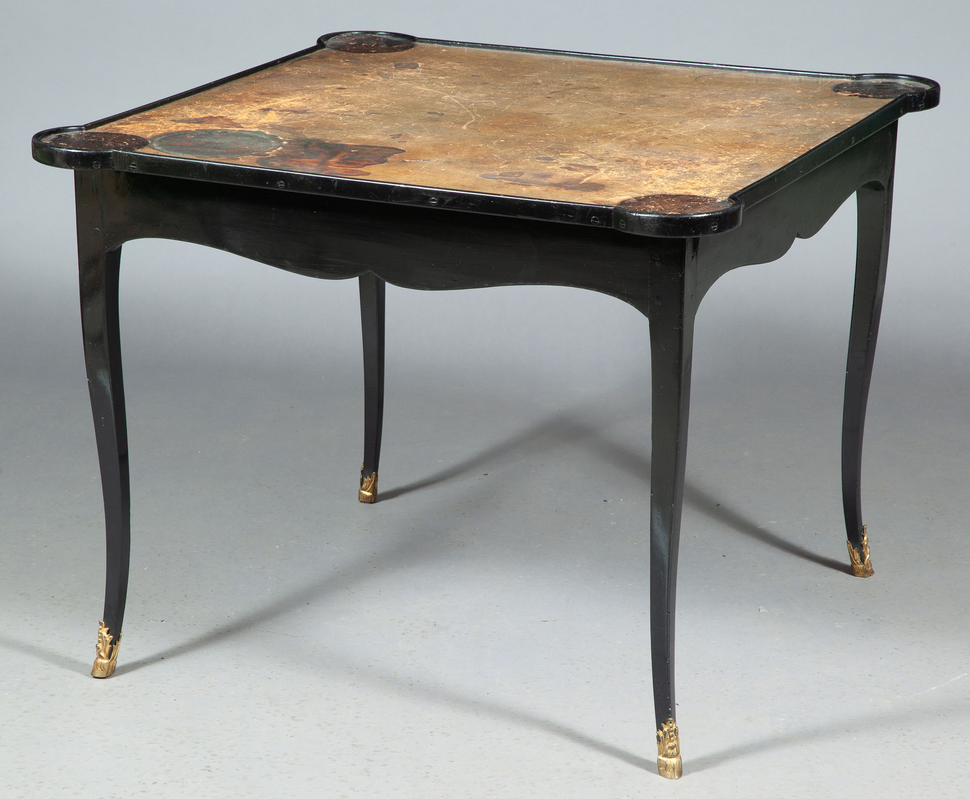Lot image - Louis XV Style Black Lacquer Games Table