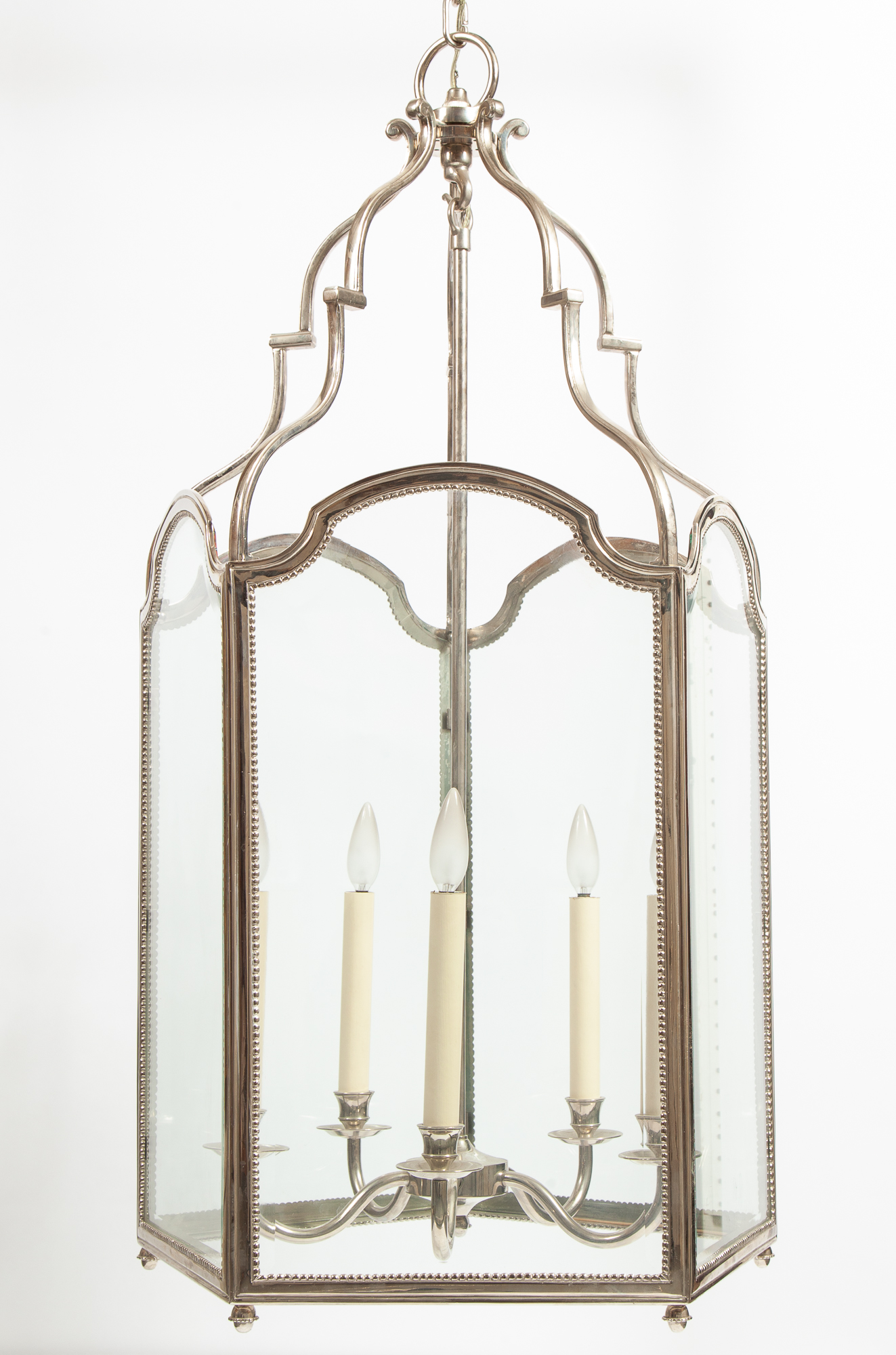 Lot image - George III Style Chromed Metal Six-Light Hall Lantern