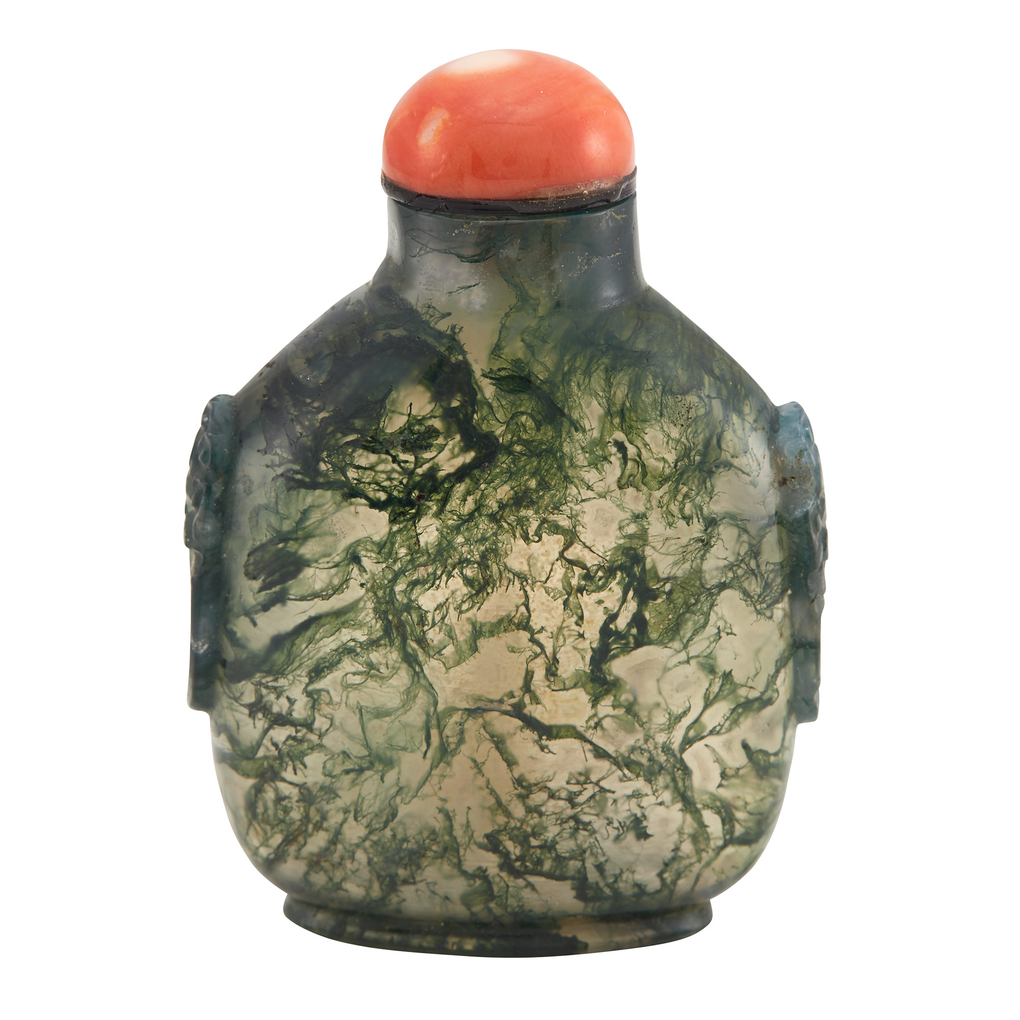 Lot image - Chinese Moss Agate Snuff Bottle