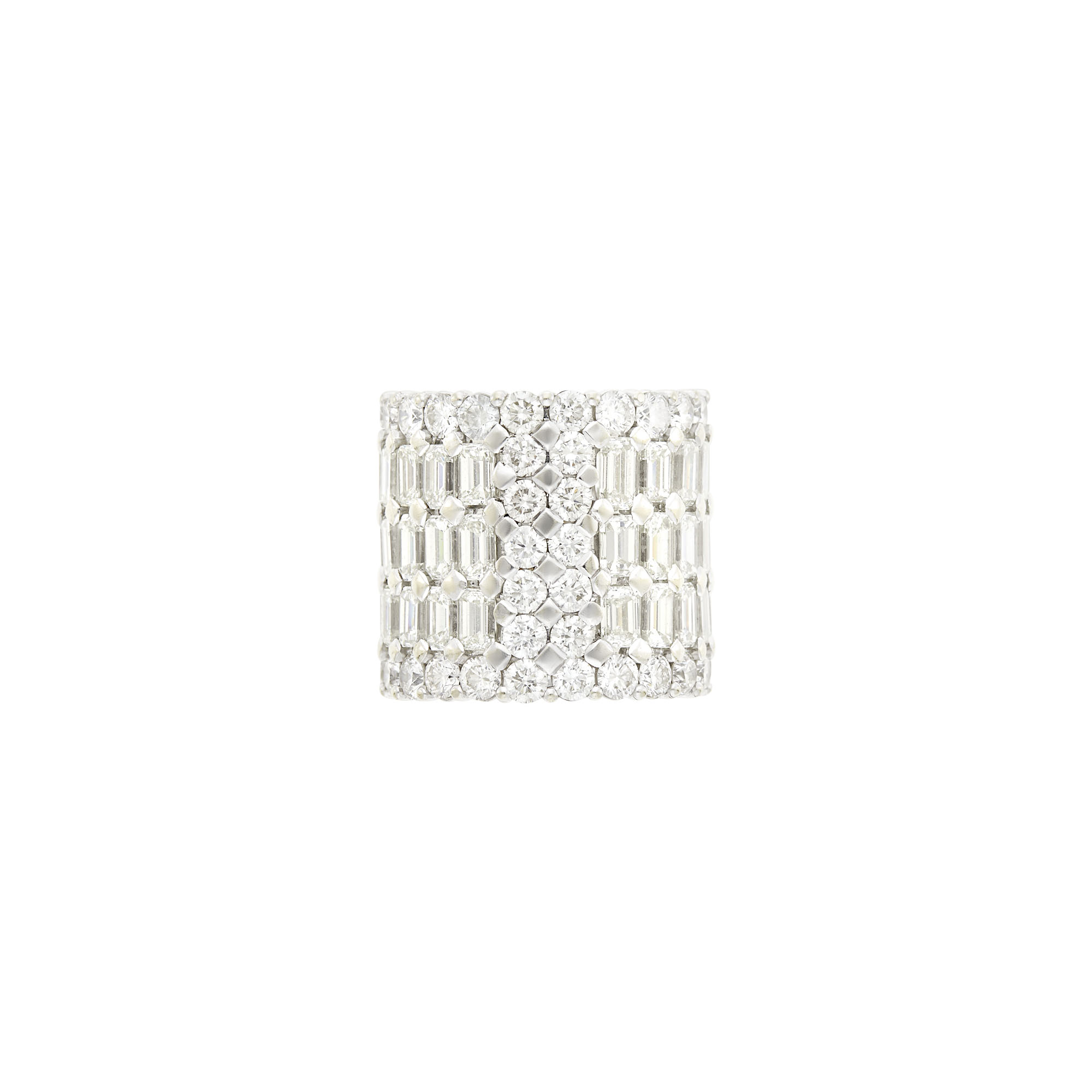 Lot image - Wide White Gold and Diamond Band Ring