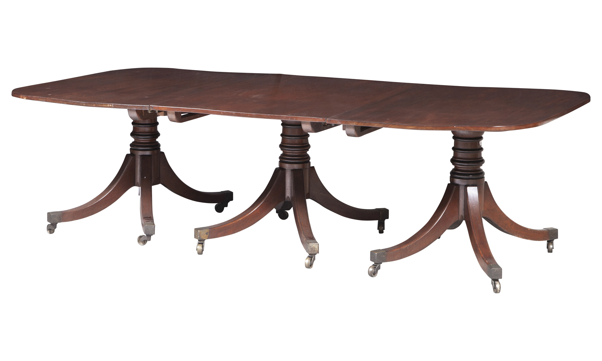 Lot image - Regency Mahogany Triple Pedestal Dining Table
