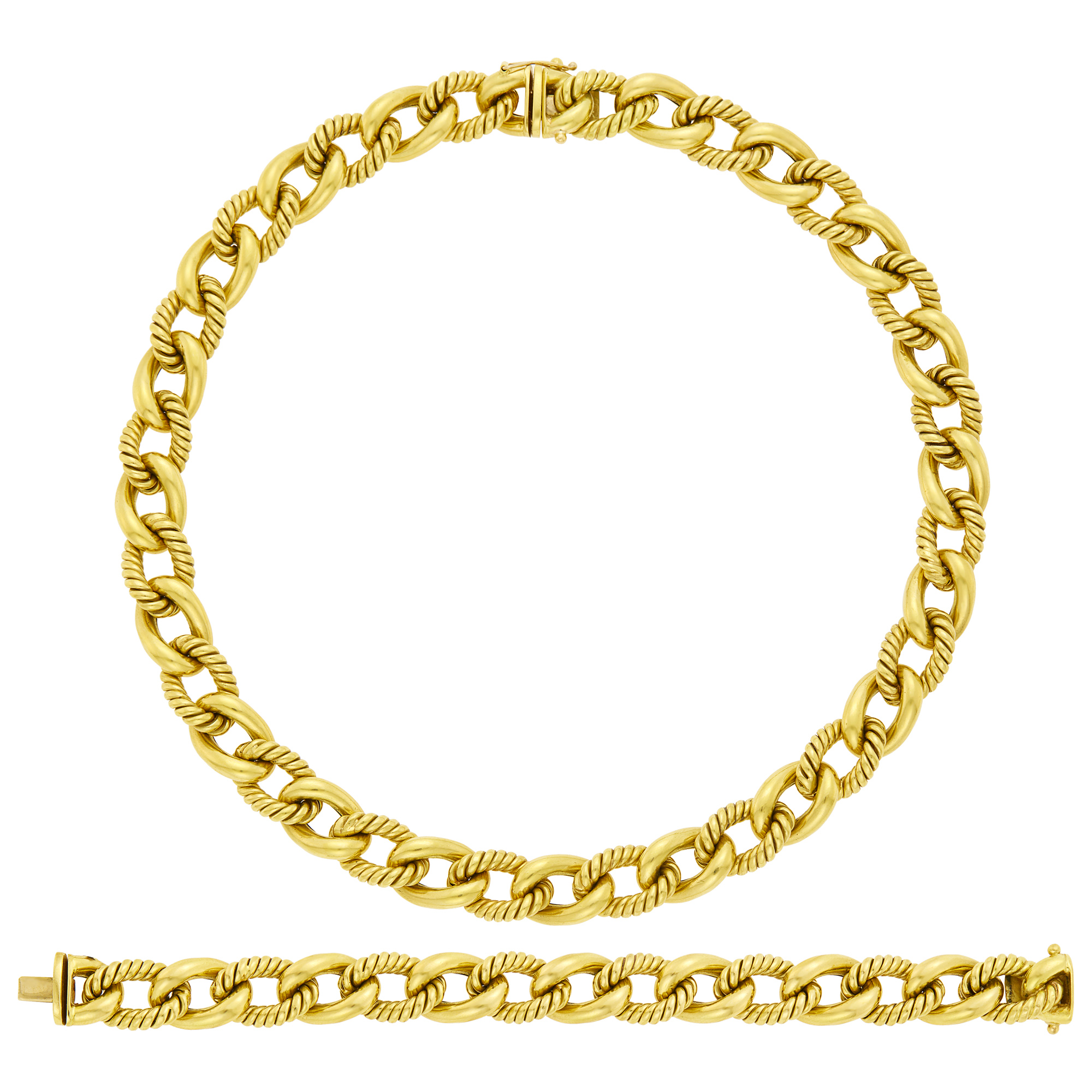 Lot image - Long Gold Link Necklace/Bracelet Combination