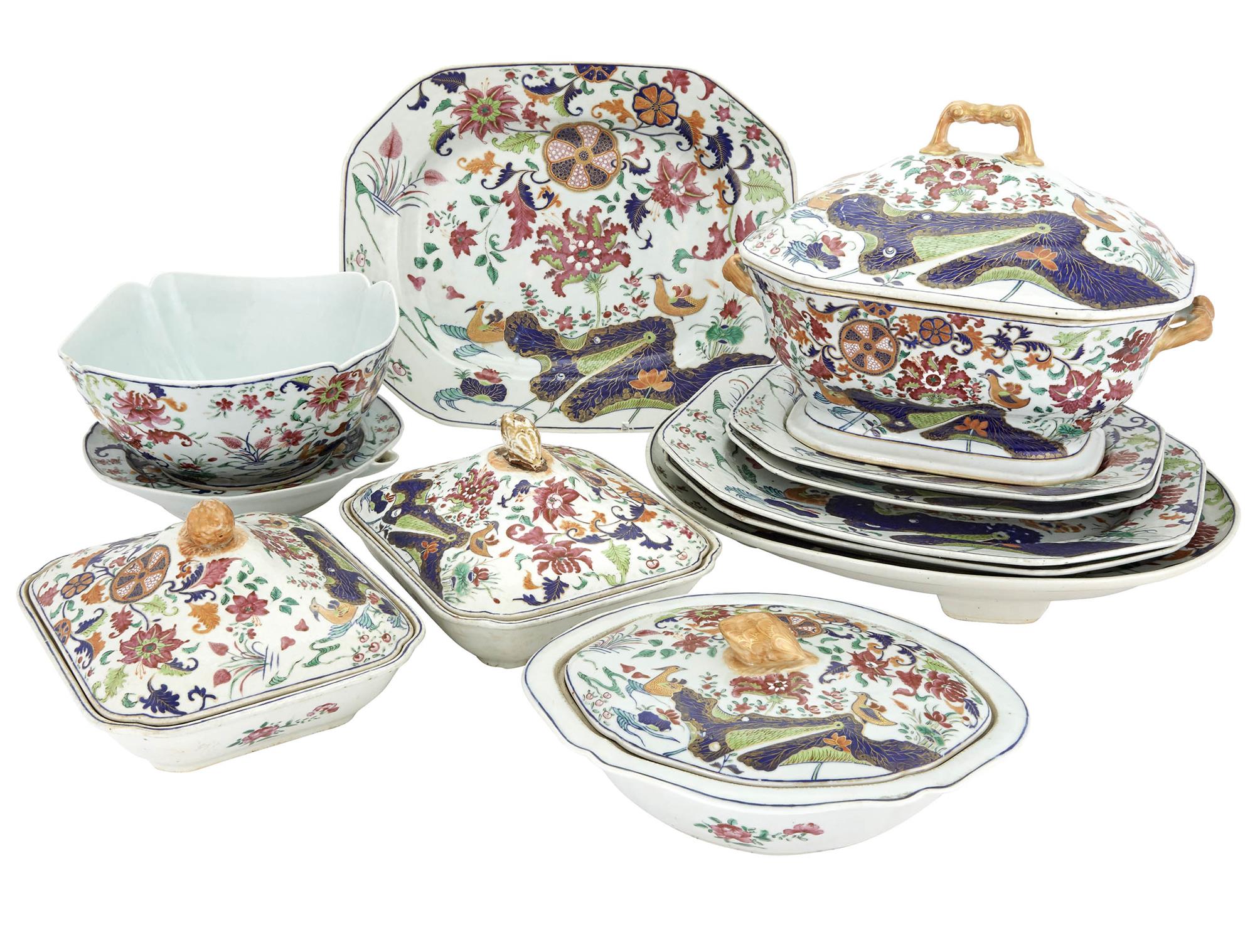 Lot image - Chinese Export Porcelain Partial Dinner Service