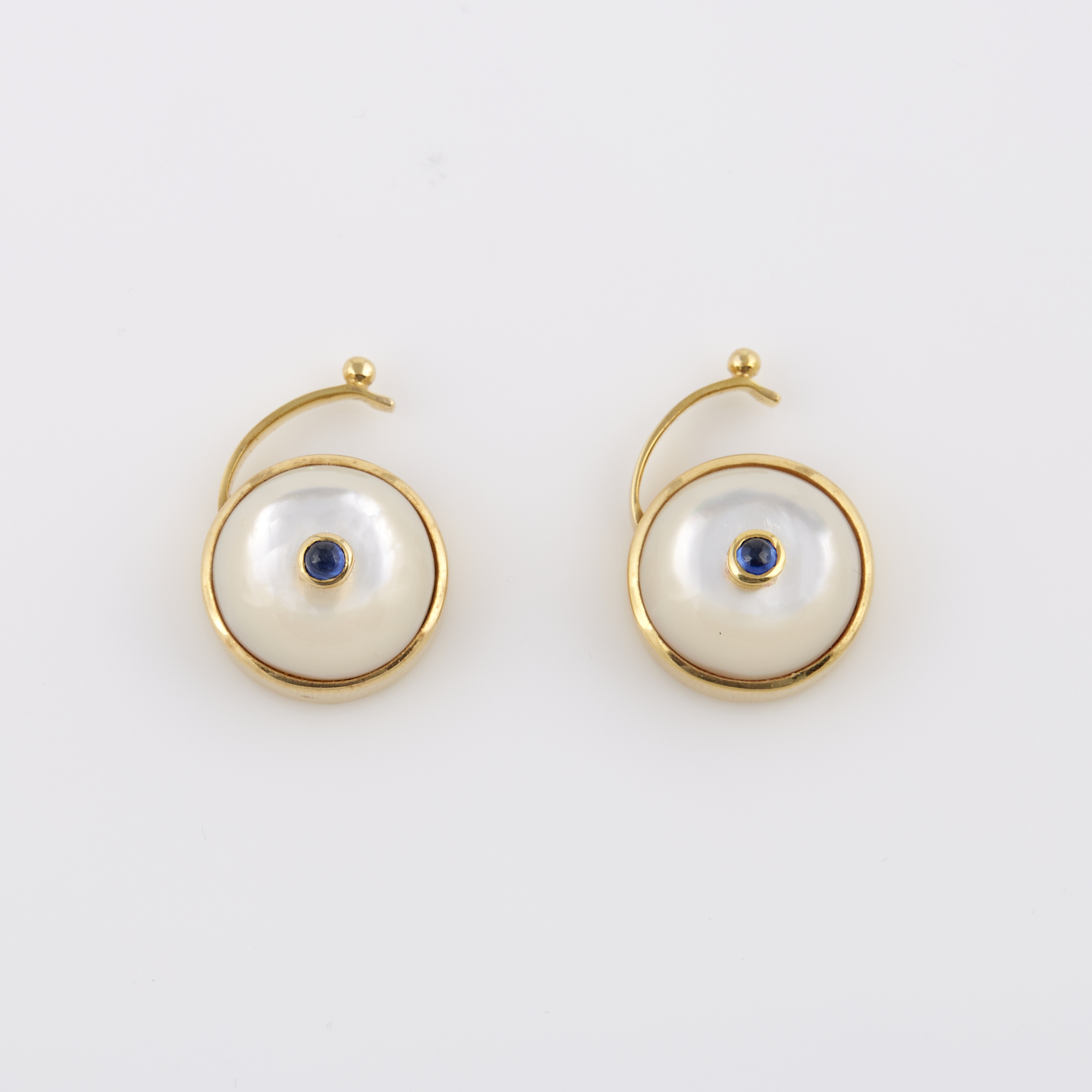 Lot image - Two Gold, Bead and Stone Cuff Links, 18K 10 dwt. all