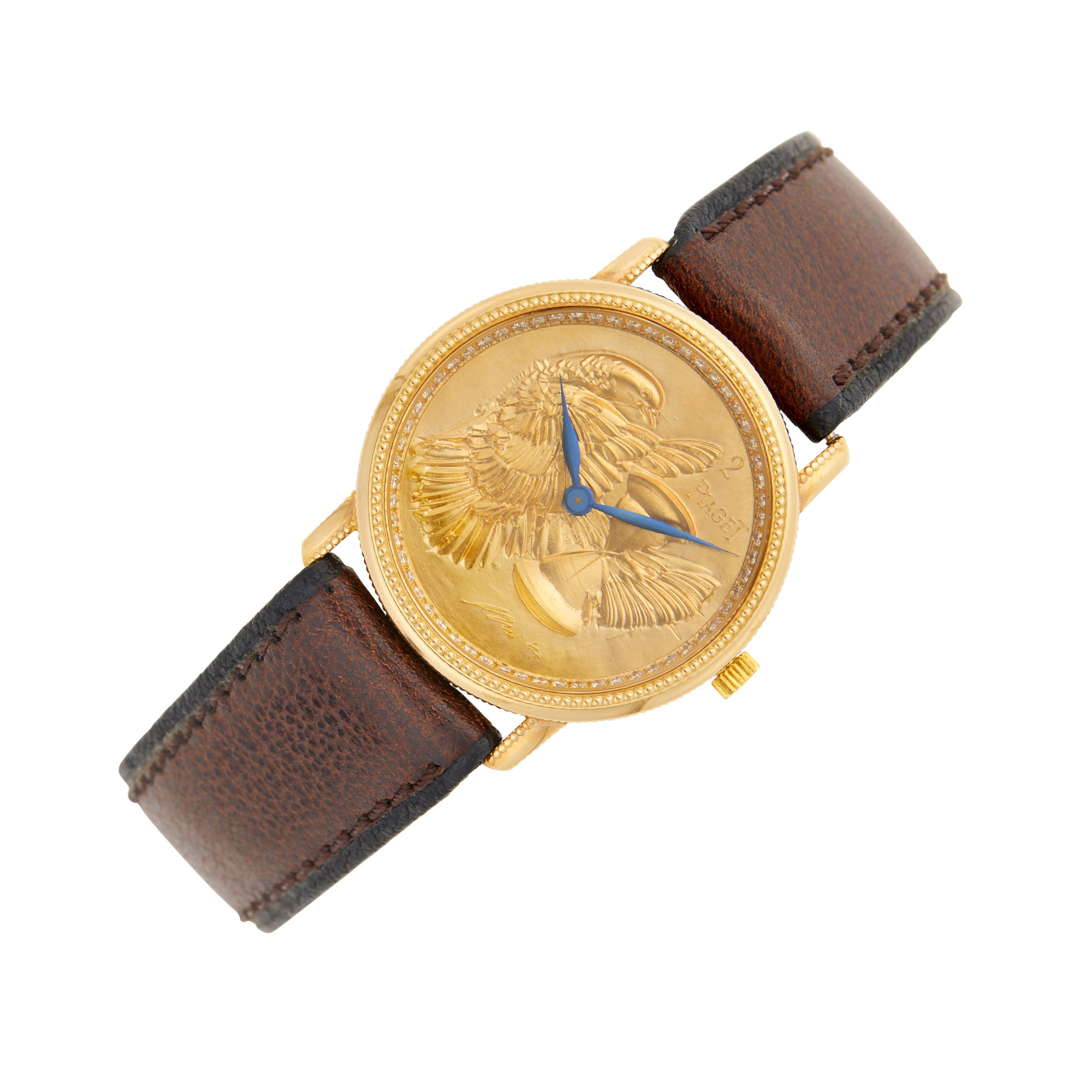 Lot image - Piaget, Hans Erni Rose Gold and Diamond DOr Coin Wristwatch