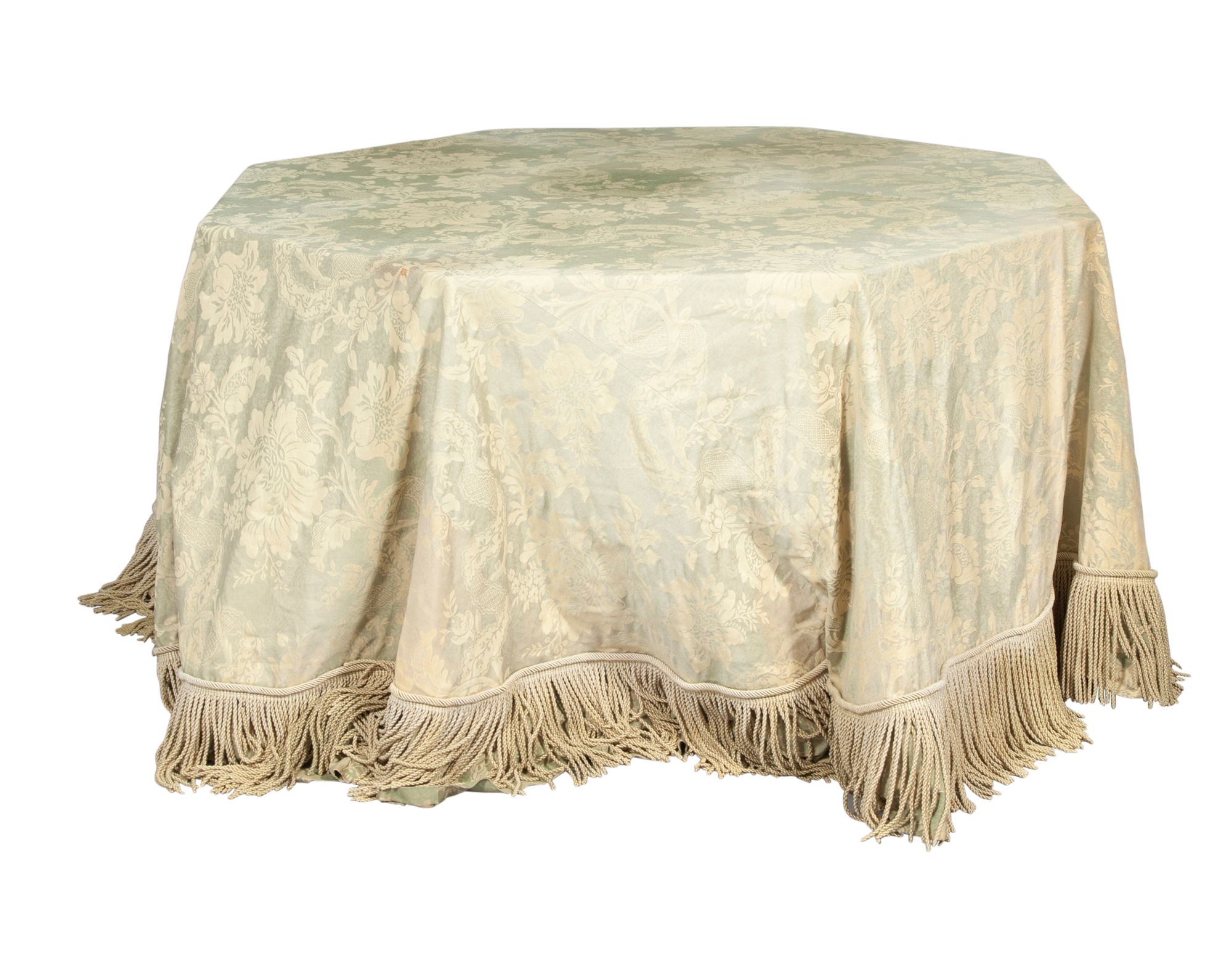 Lot image - Draped White Painted Wood Octagonal Center Table