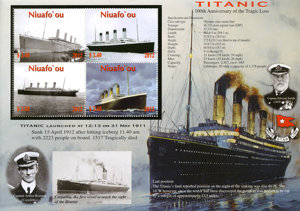 Lot image - Tonga Niuafo'ou 2012 Titanic Issue Scott 288, 289