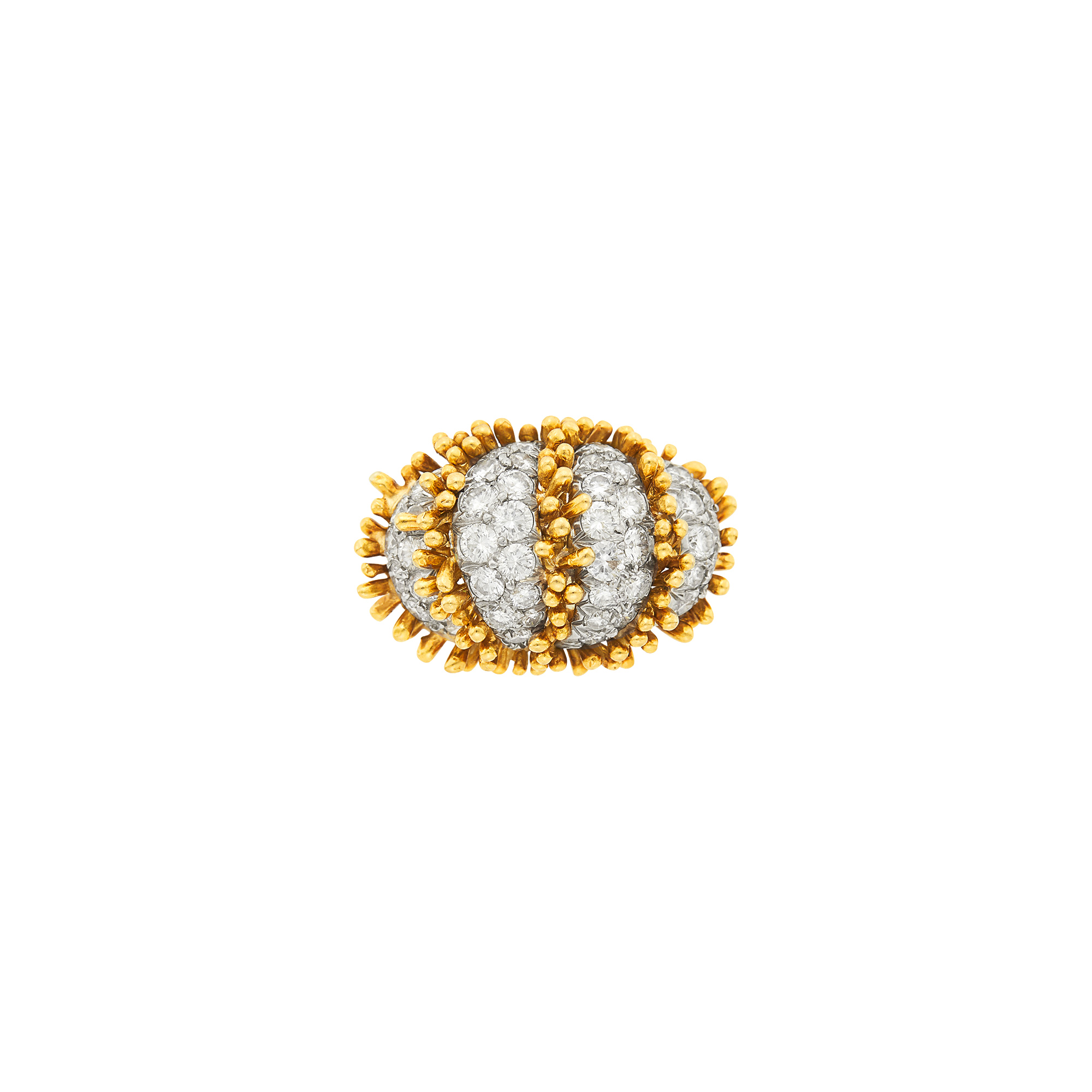 Lot image - Gold, Platinum and Diamond Bombé Ring