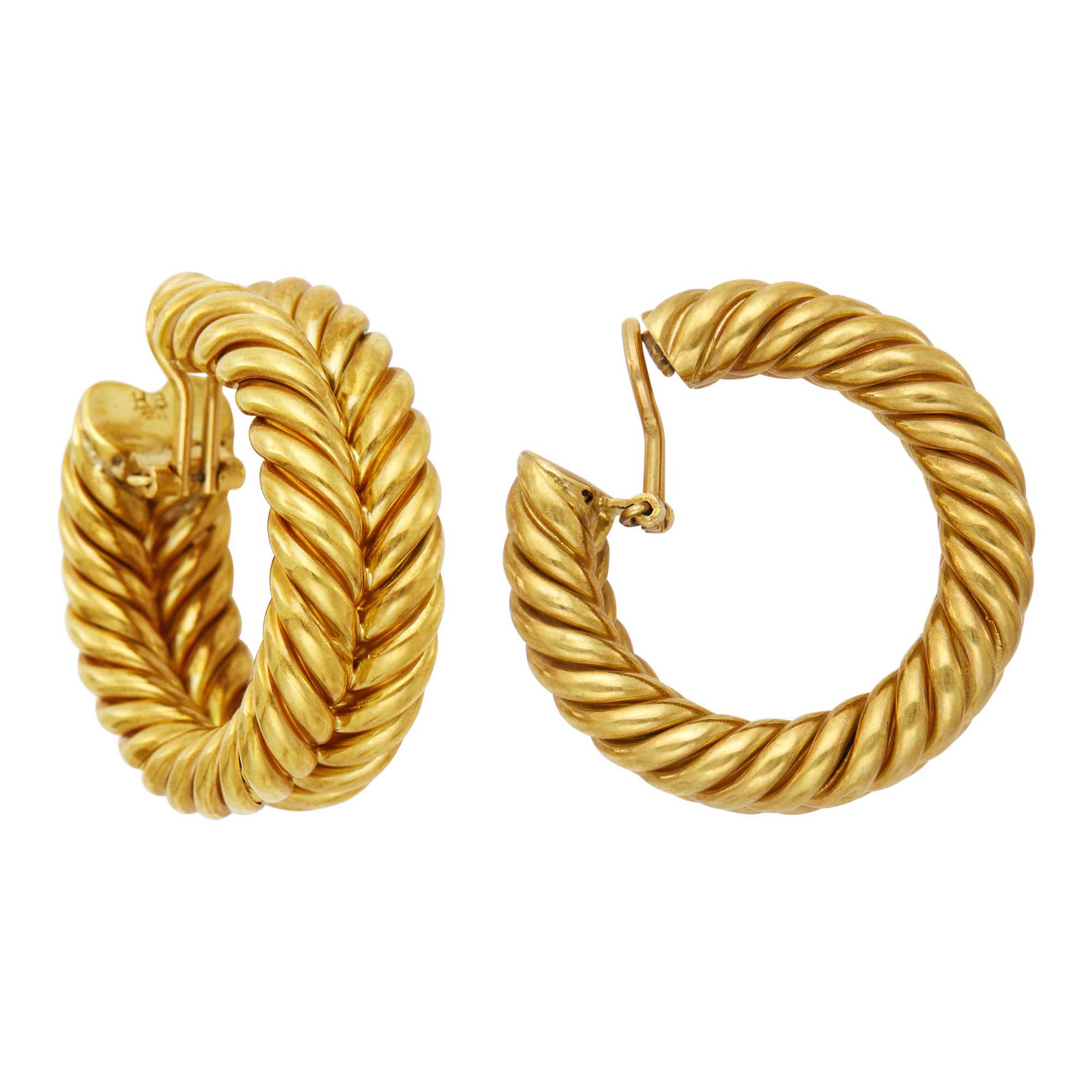 Lot image - Hammerman Brothers Pair of Gold Hoop Earclips