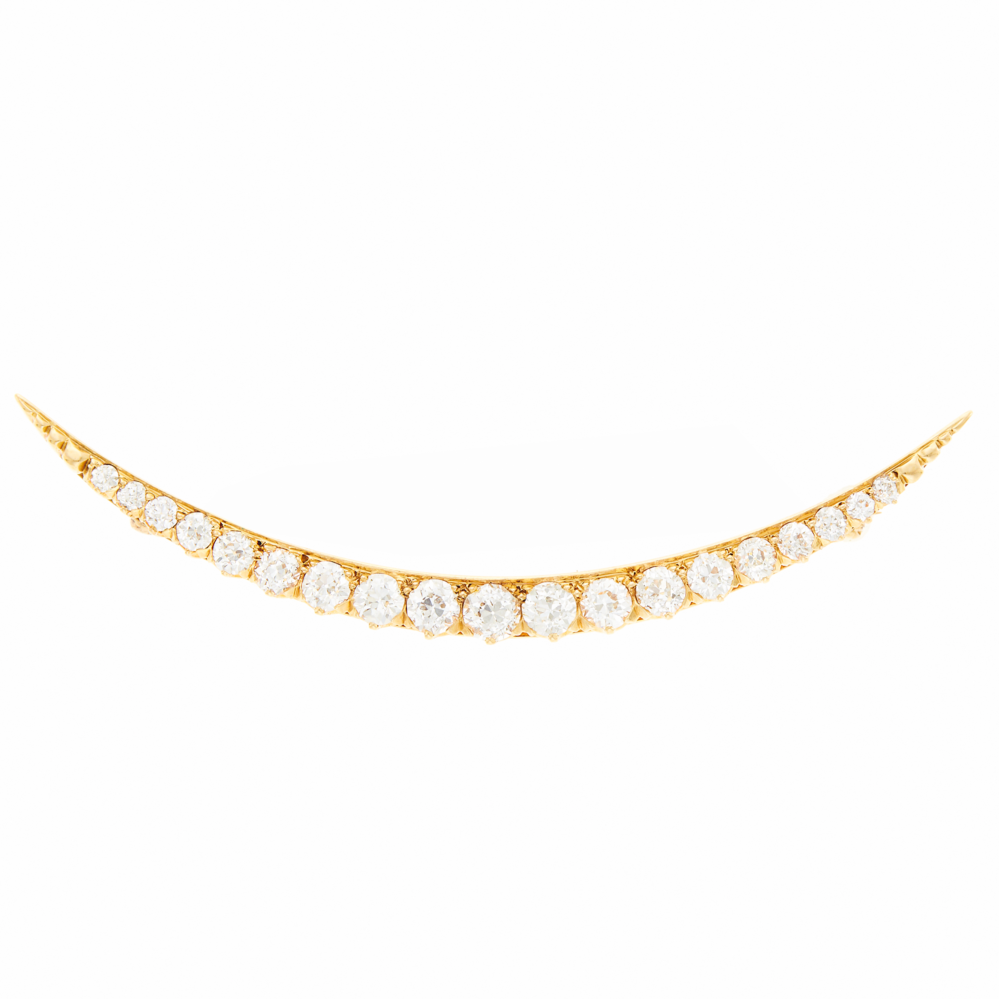 Lot image - Antique Gold and Diamond Crescent Brooch