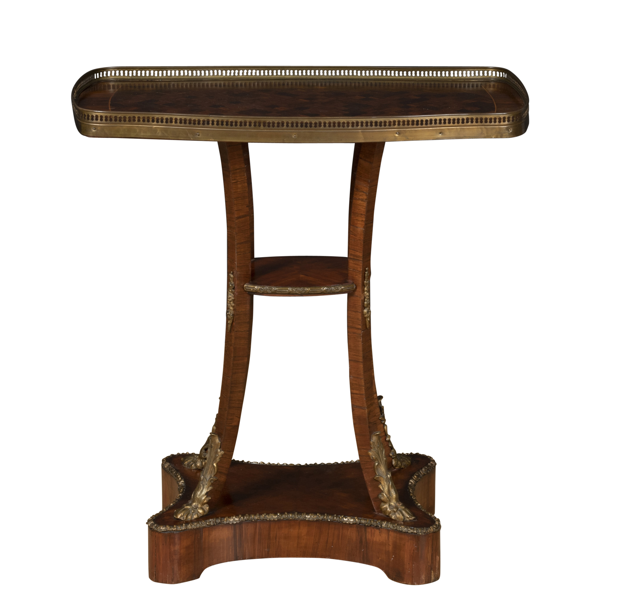 Lot image - Napoleon III Style Gilt-Metal Mounted Parquetry Inlaid Side Table