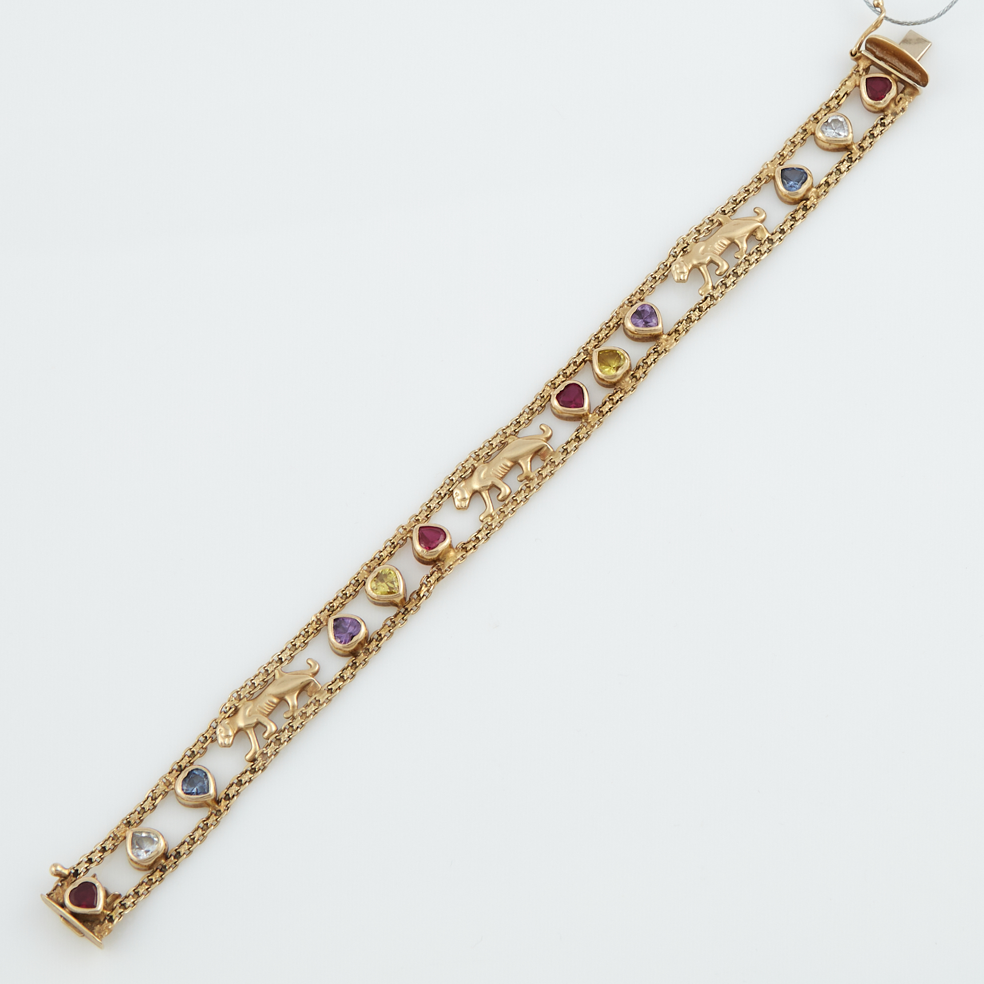 Lot image - Gold and Stone Flexible Bracelet, 14K 8 dwt. all