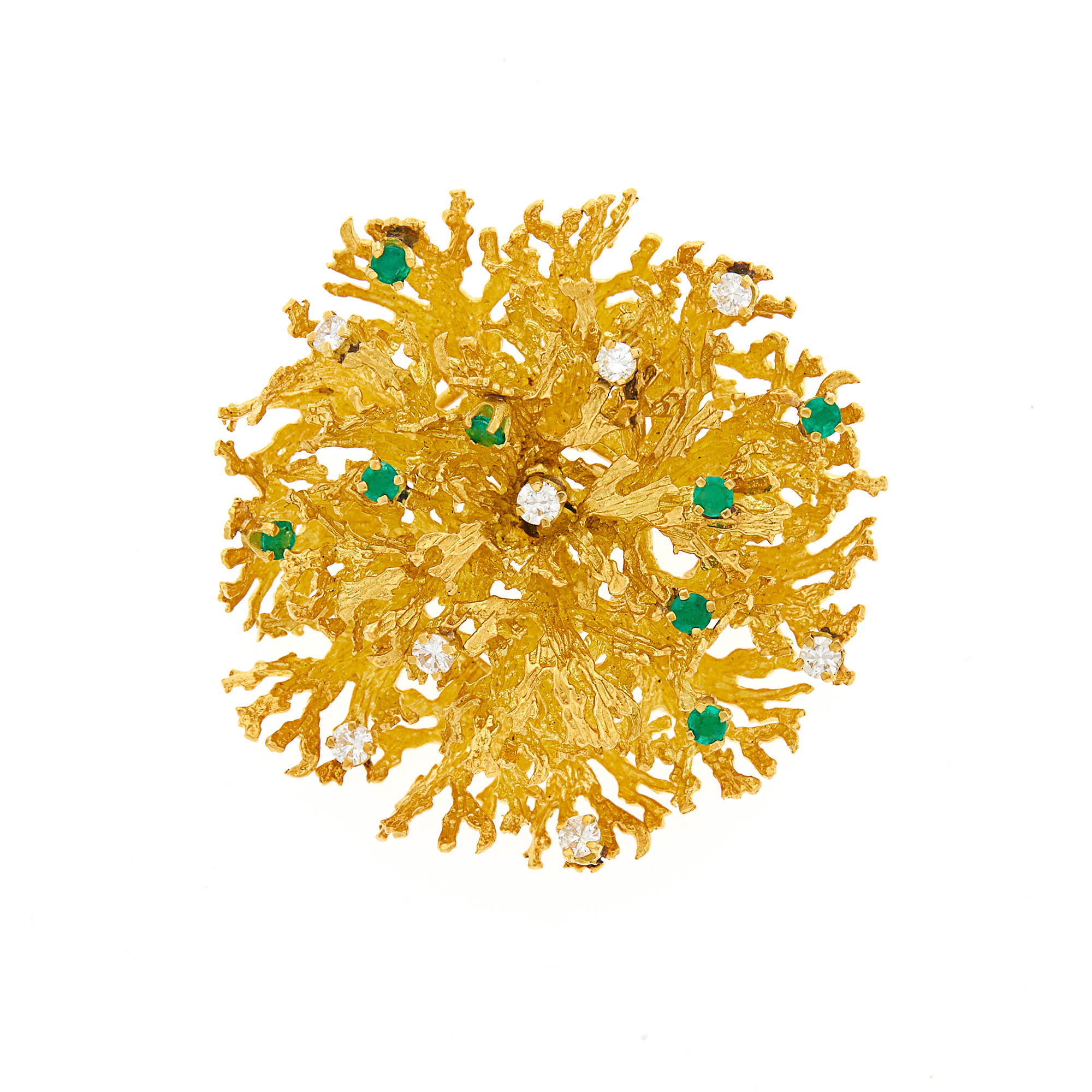 Lot image - Gold, Emerald and Diamond Brooch