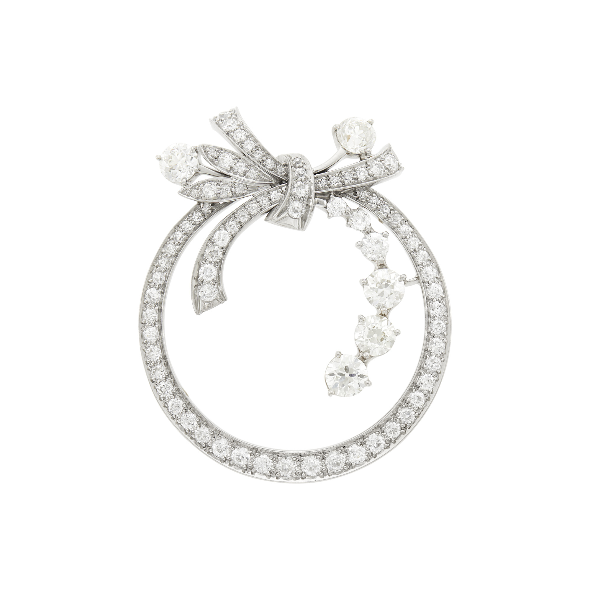 Lot image - White Gold and Diamond Circle Brooch